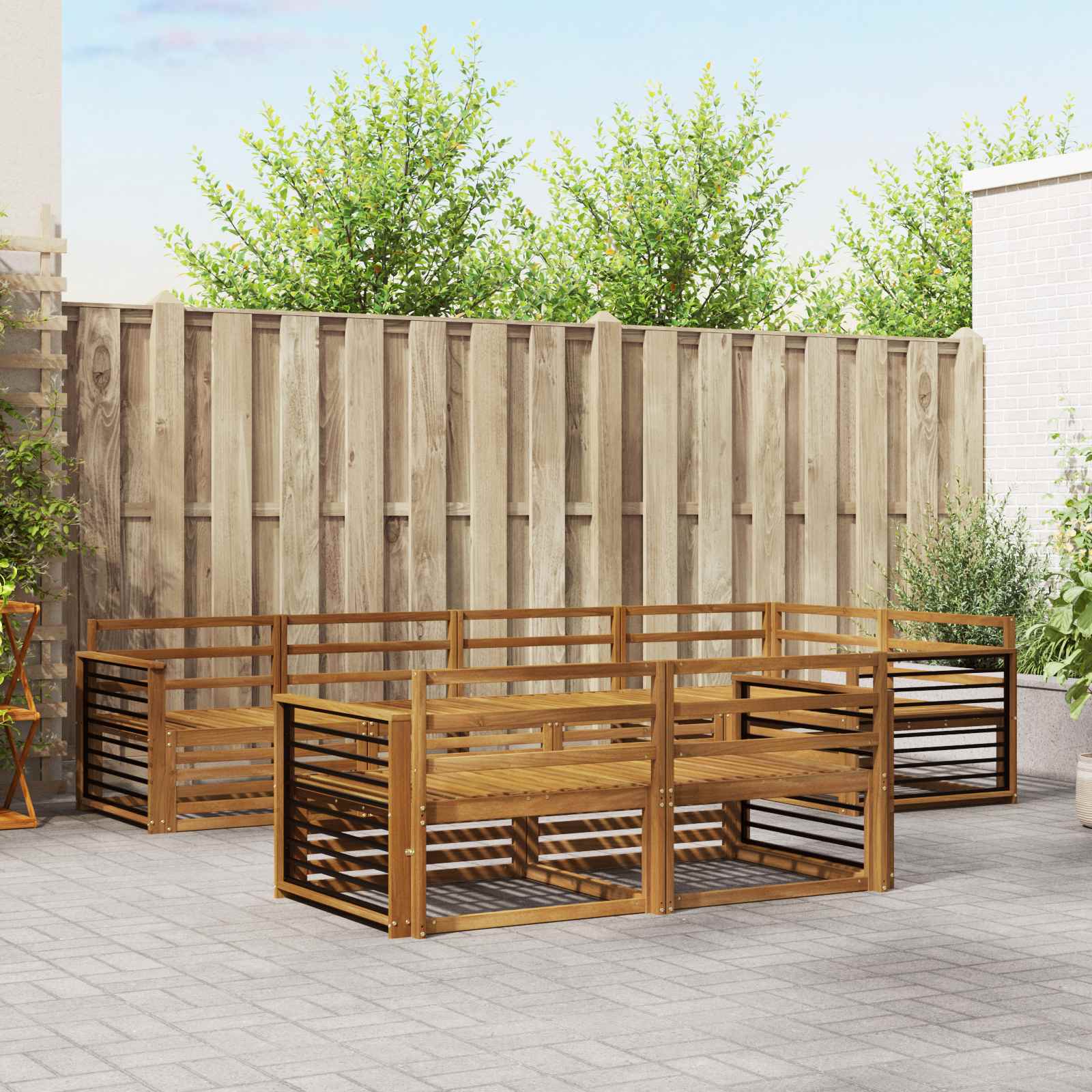 Utendørs sofa-sett 7 pcs Naturlig vidaXL