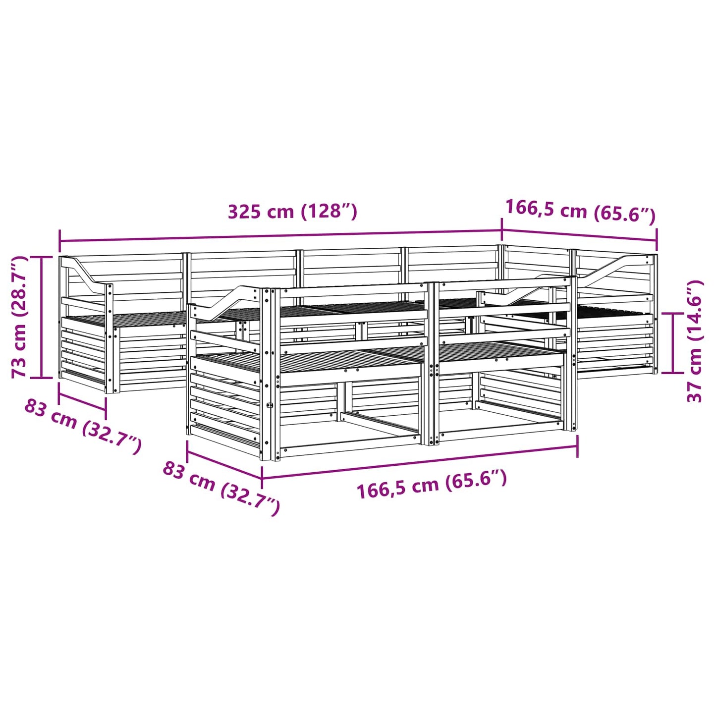Utendørs sofa-sett 7 pcs Naturlig vidaXL