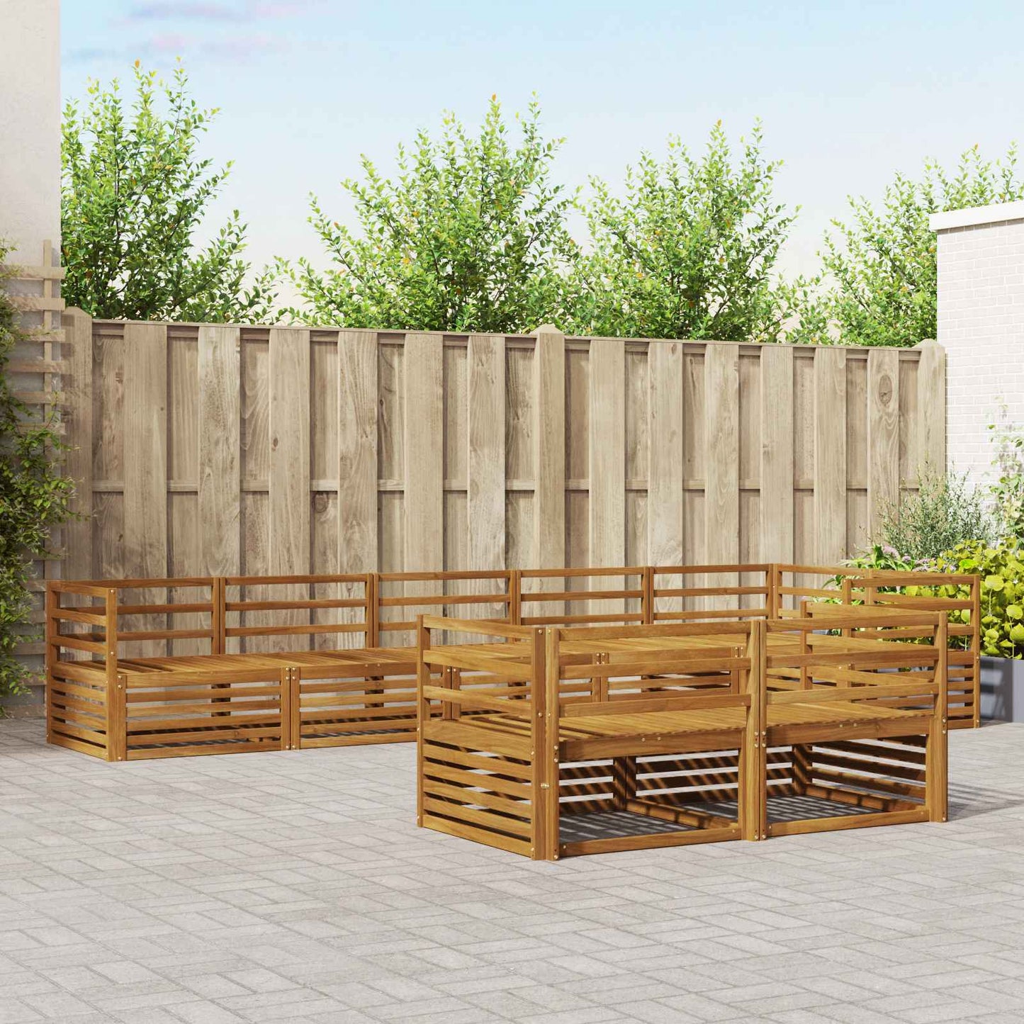 Utendørs sofa-sett 8 pcs Naturlig Solid akasietre