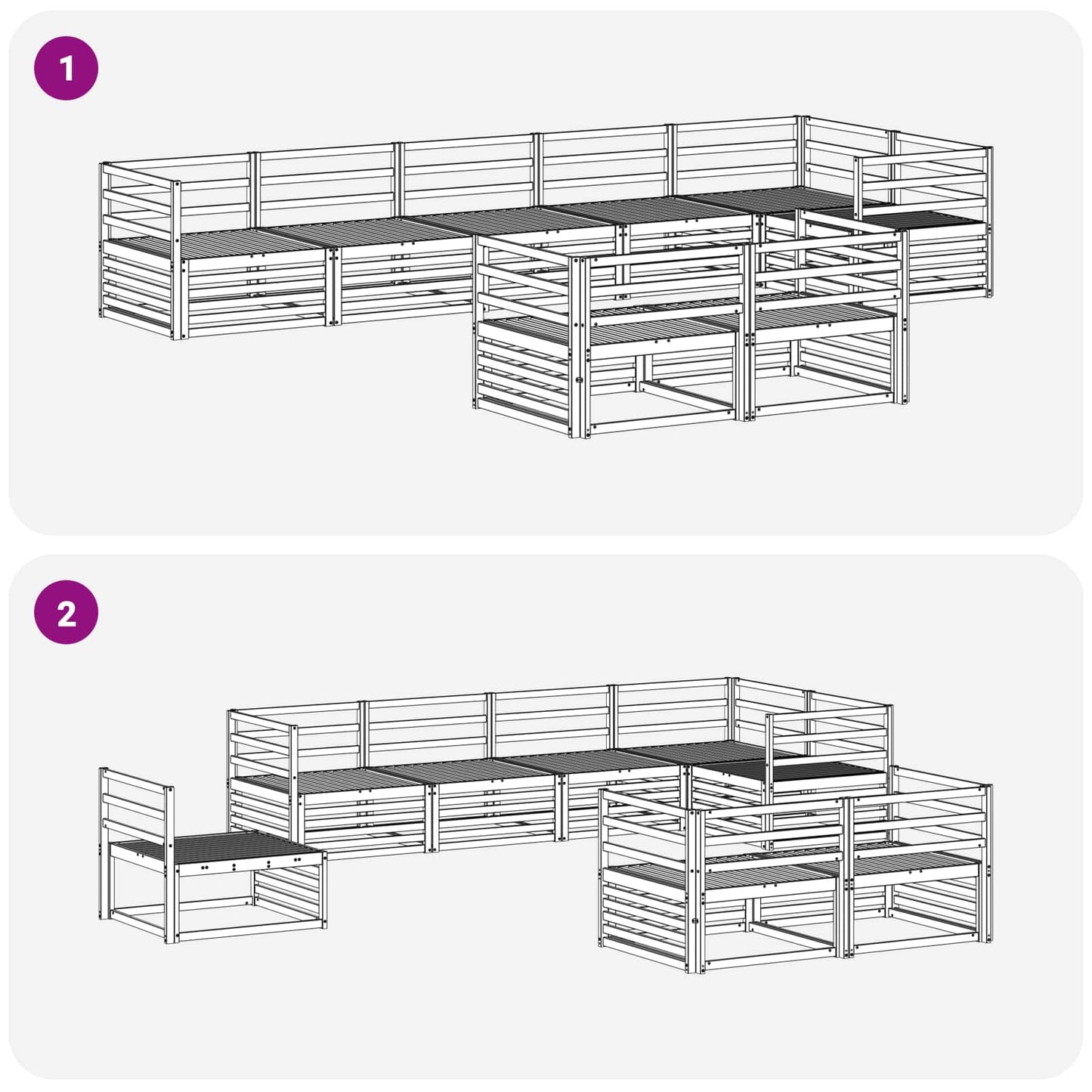 Utendørs sofa-sett 8 pcs Naturlig Solid akasietre