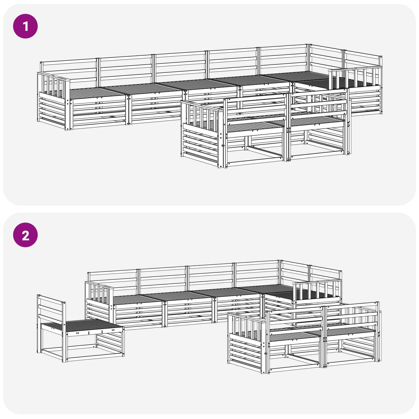 Utendørs sofa-sett 8 pcs Naturlig Solid akasietre