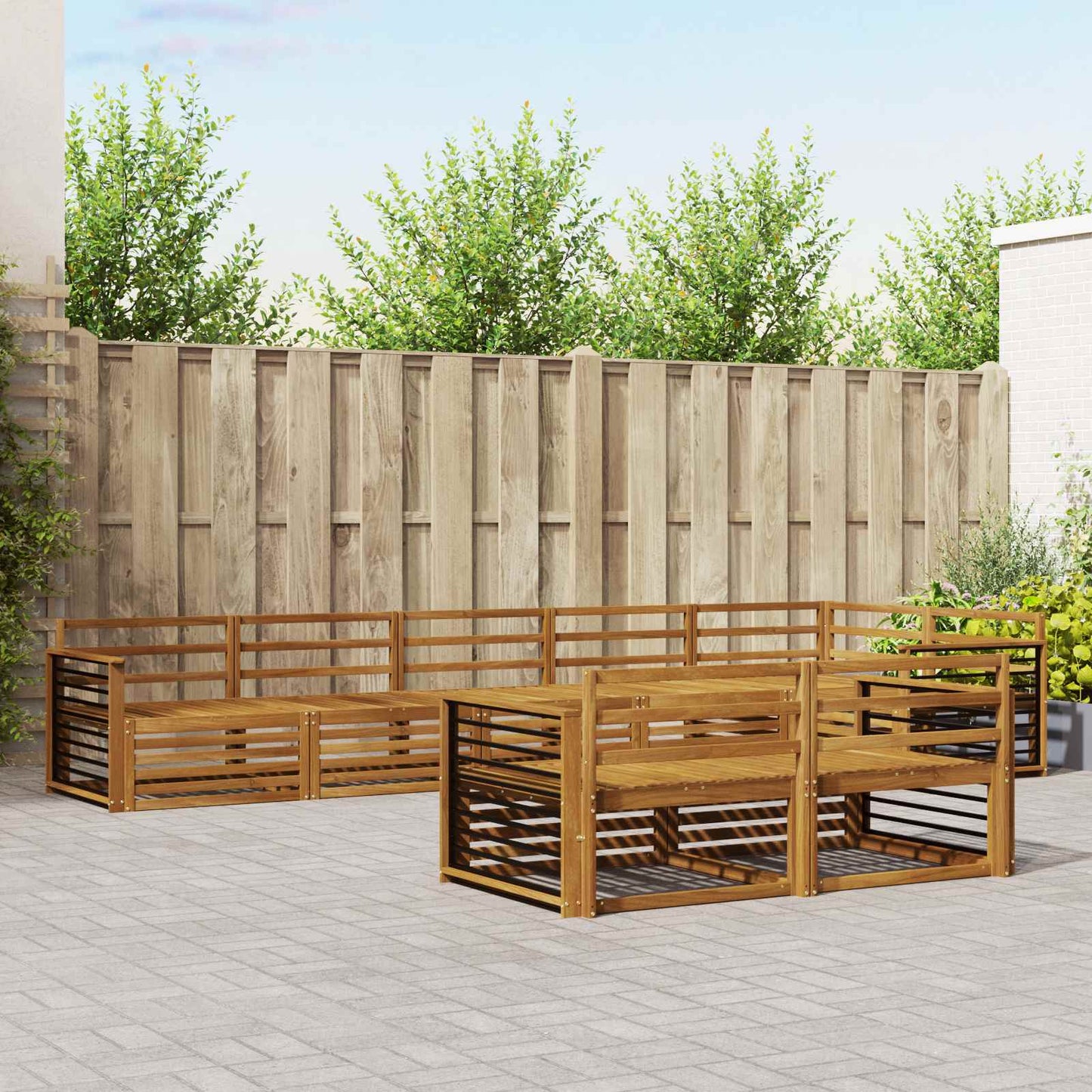 Utendørs sofa-sett 8 pcs Naturlig Solid akasietre
