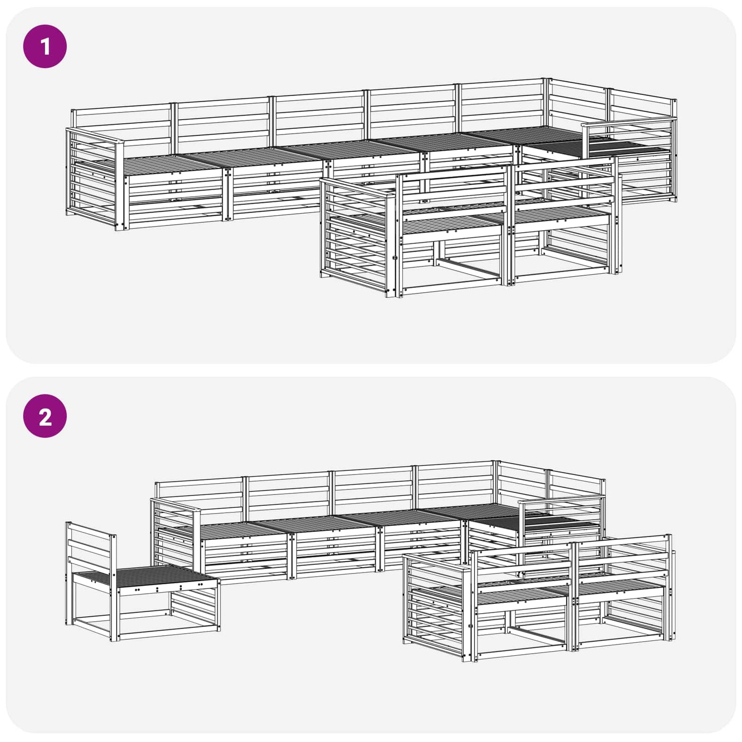 Utendørs sofa-sett 8 pcs Naturlig Solid akasietre