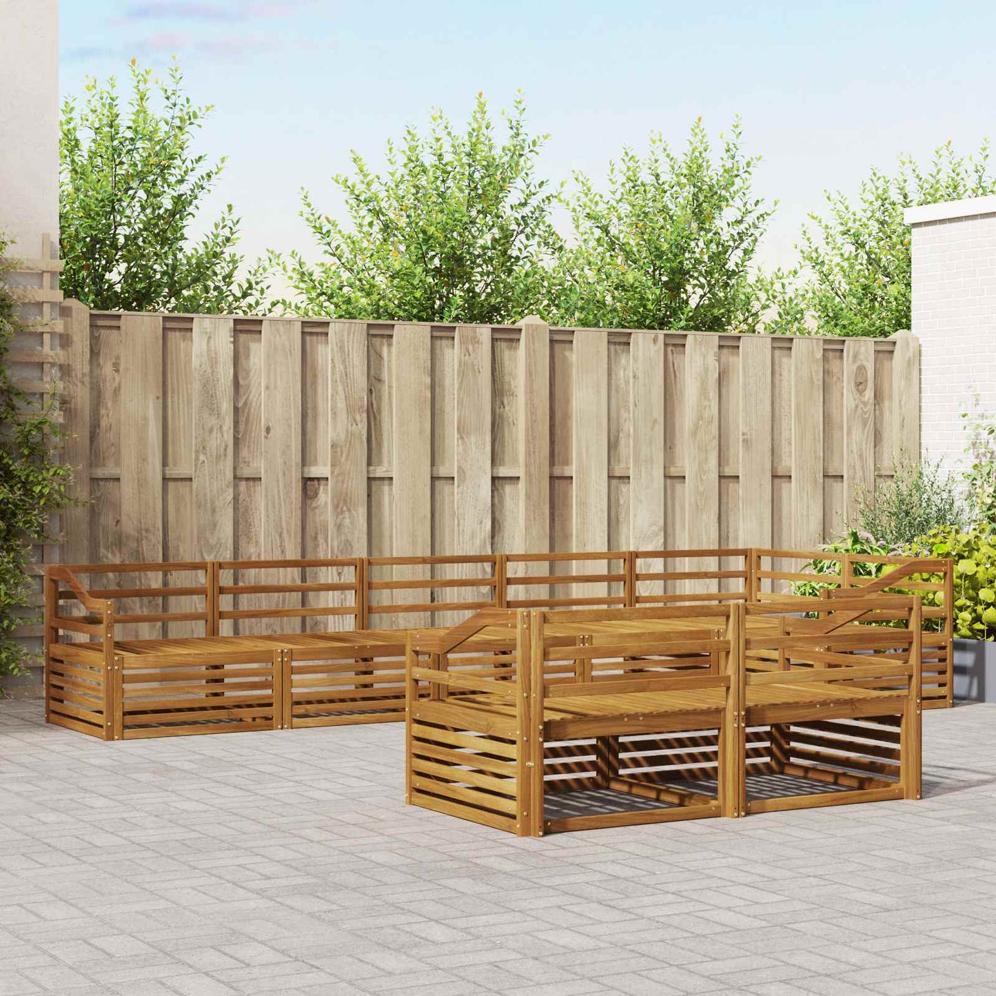 Utendørs sofa-sett 8 pcs Naturlig Solid akasietre