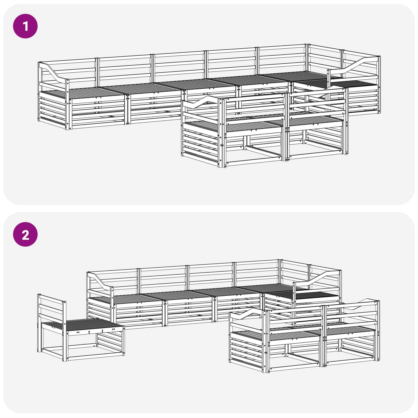 Utendørs sofa-sett 8 pcs Naturlig Solid akasietre