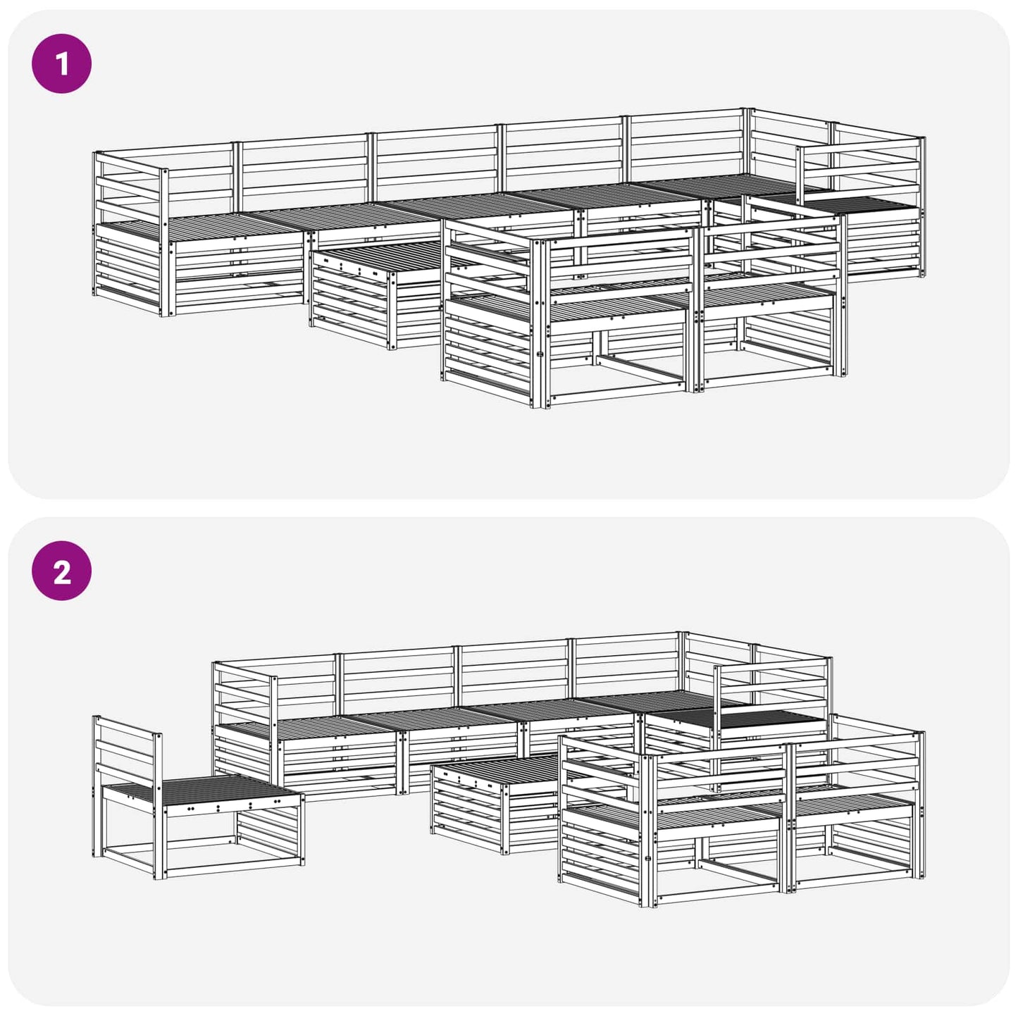 Utendørs sofa-sett 9 pcs Naturlig Solid akasietre