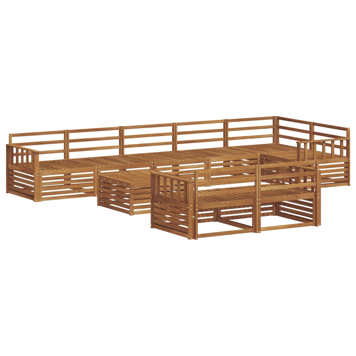 Utendørs sofa-sett 9 pcs Naturlig Solid akasietre