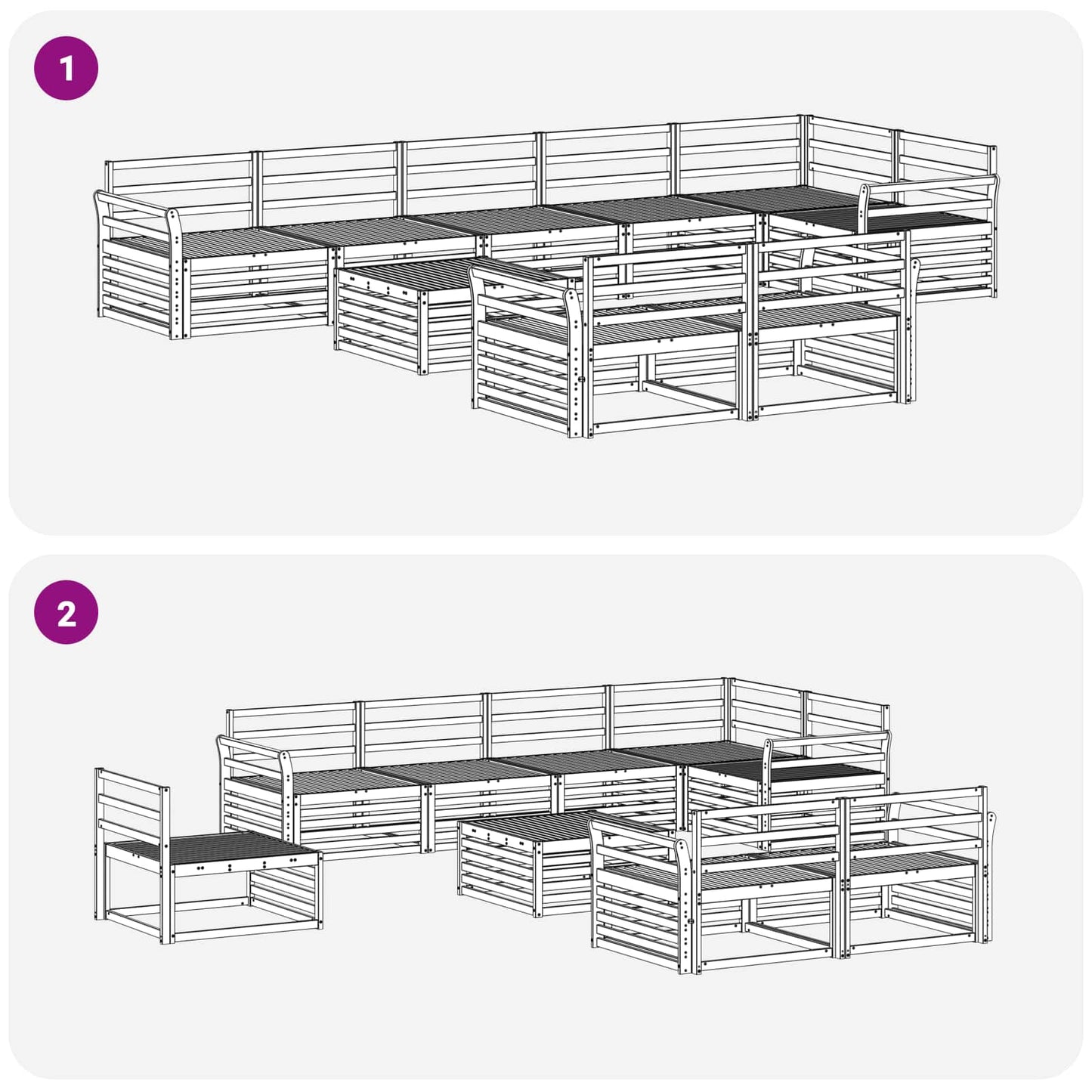 Utendørs sofa-sett 9 pcs Naturlig Solid akasietre