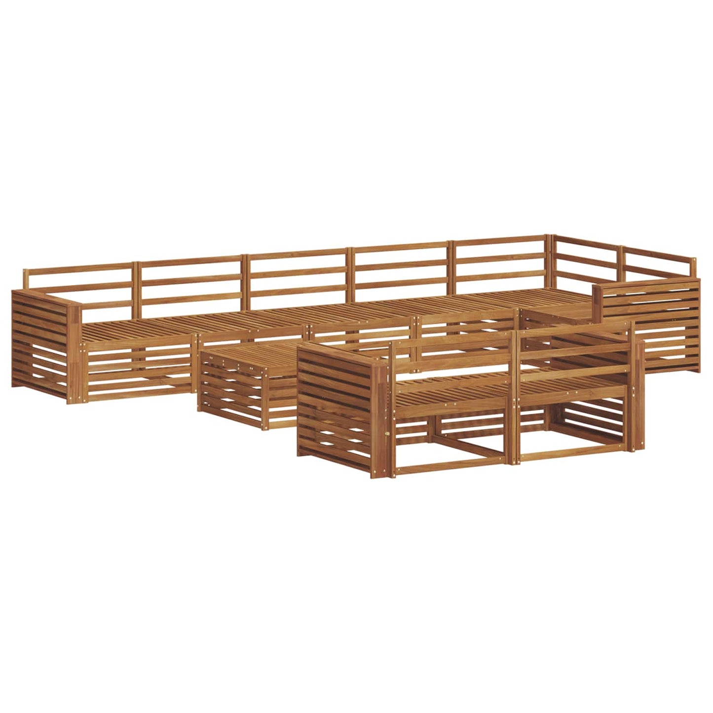 Utendørs sofa-sett 9 pcs Naturlig Solid akasietre