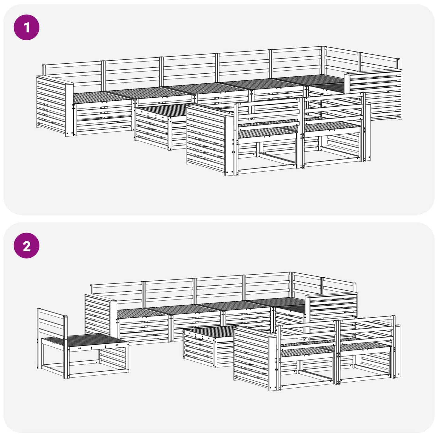 Utendørs sofa-sett 9 pcs Naturlig Solid akasietre