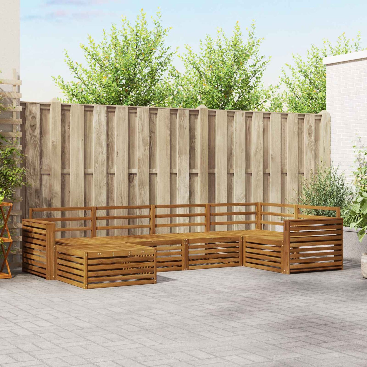 Utendørs sofa-sett 6 pcs Naturlig