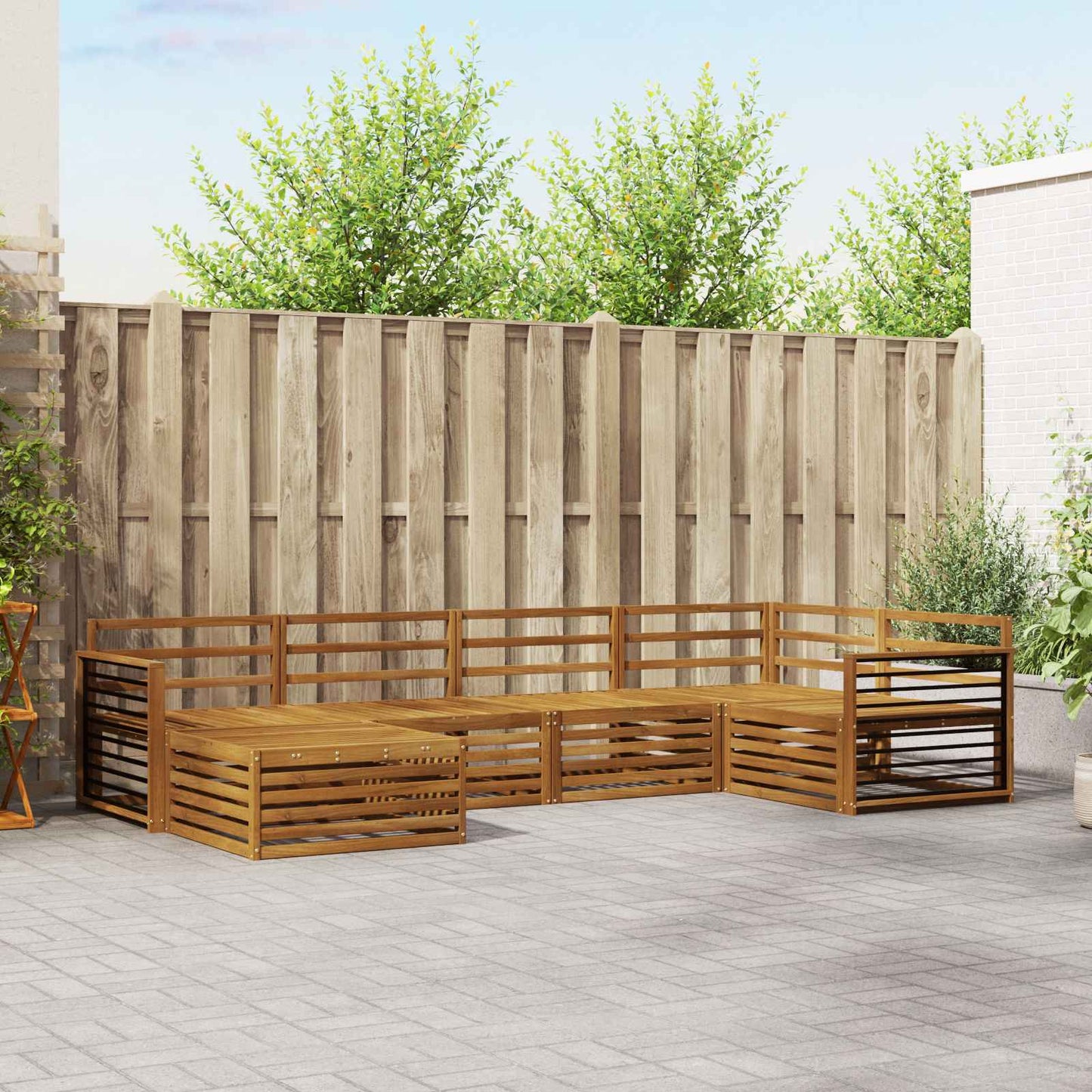 Utendørs sofa-sett 6 pcs Naturlig