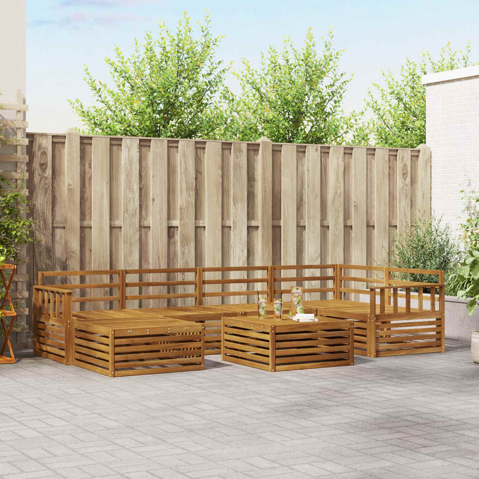 Utendørs sofa-sett 7 pcs Naturlig vidaXL