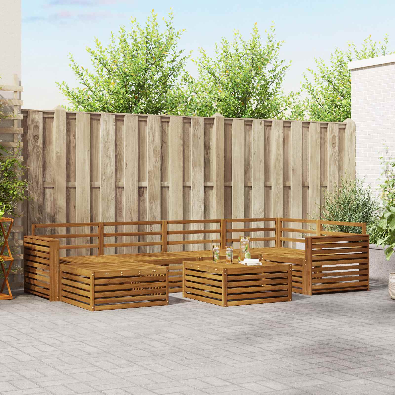 Utendørs sofa-sett 7 pcs Naturlig vidaXL