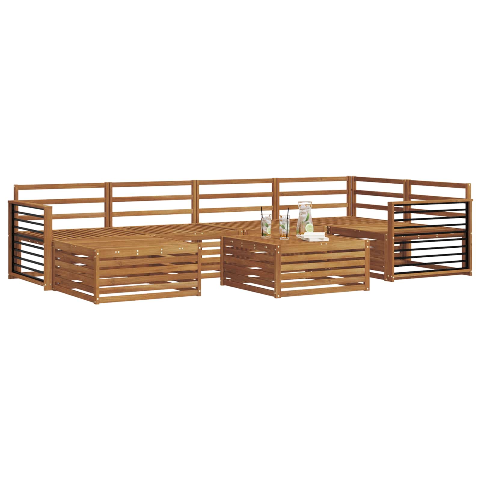 Utendørs sofa-sett 7 pcs Naturlig vidaXL
