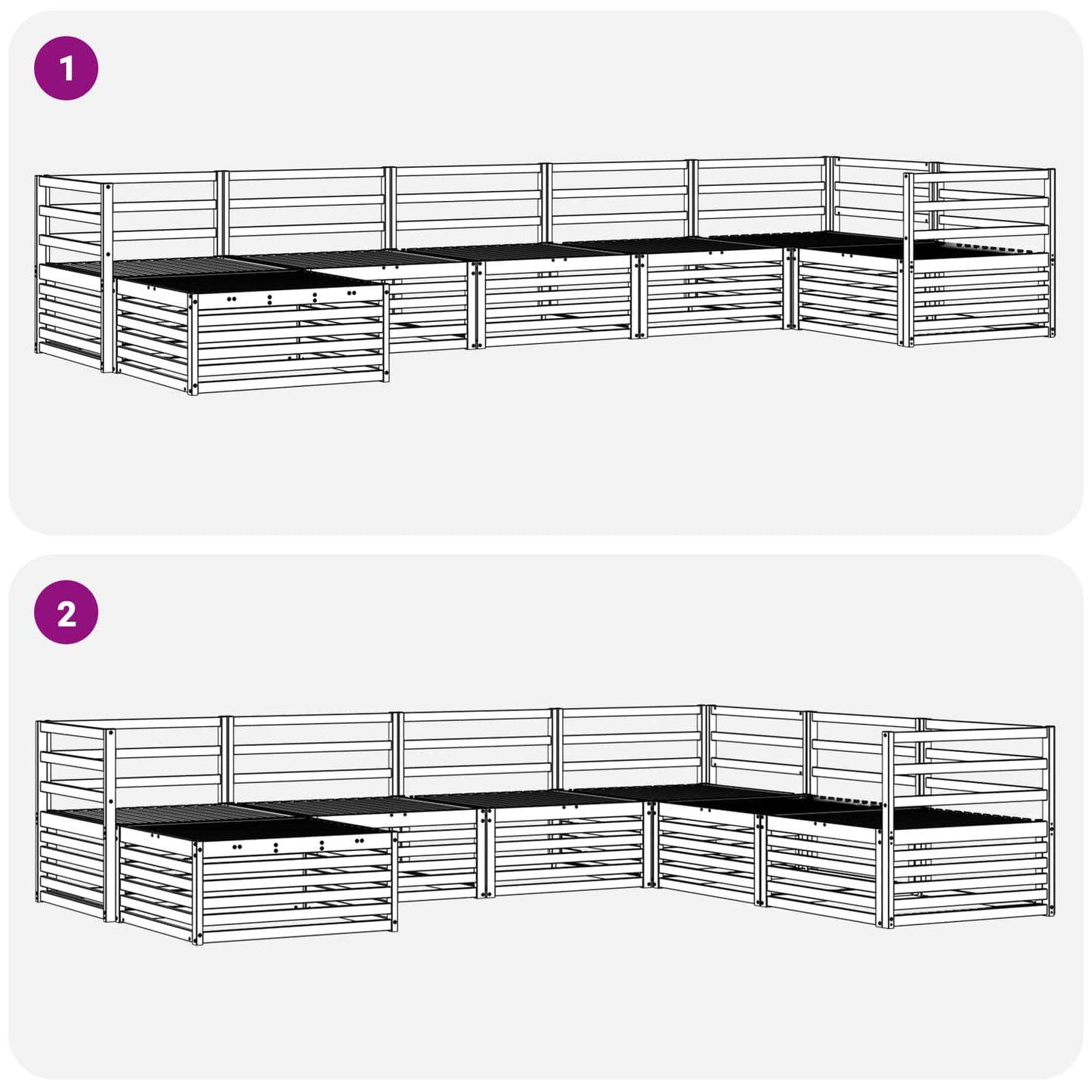 Sofasett 7 pcs Naturlig Solid akasietre vidaXL
