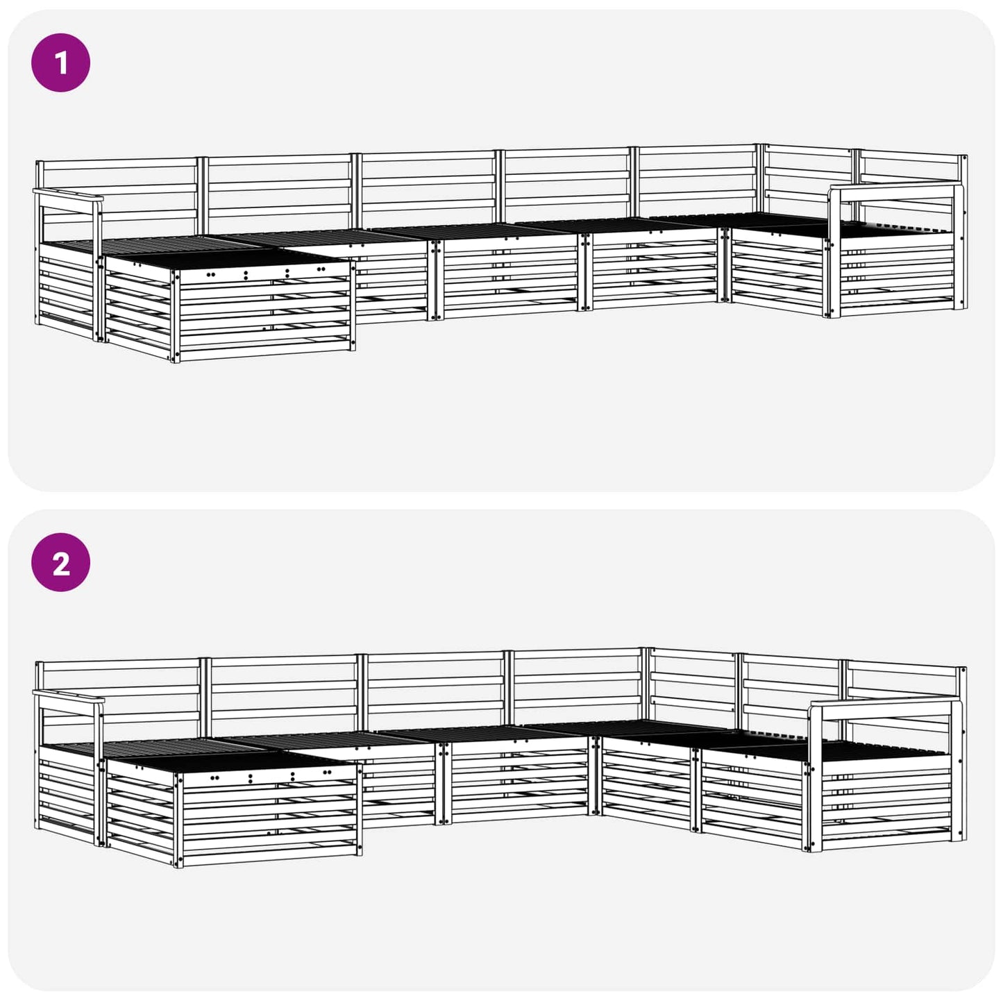 Sofasett 7 pcs Naturlig Solid akasietre vidaXL