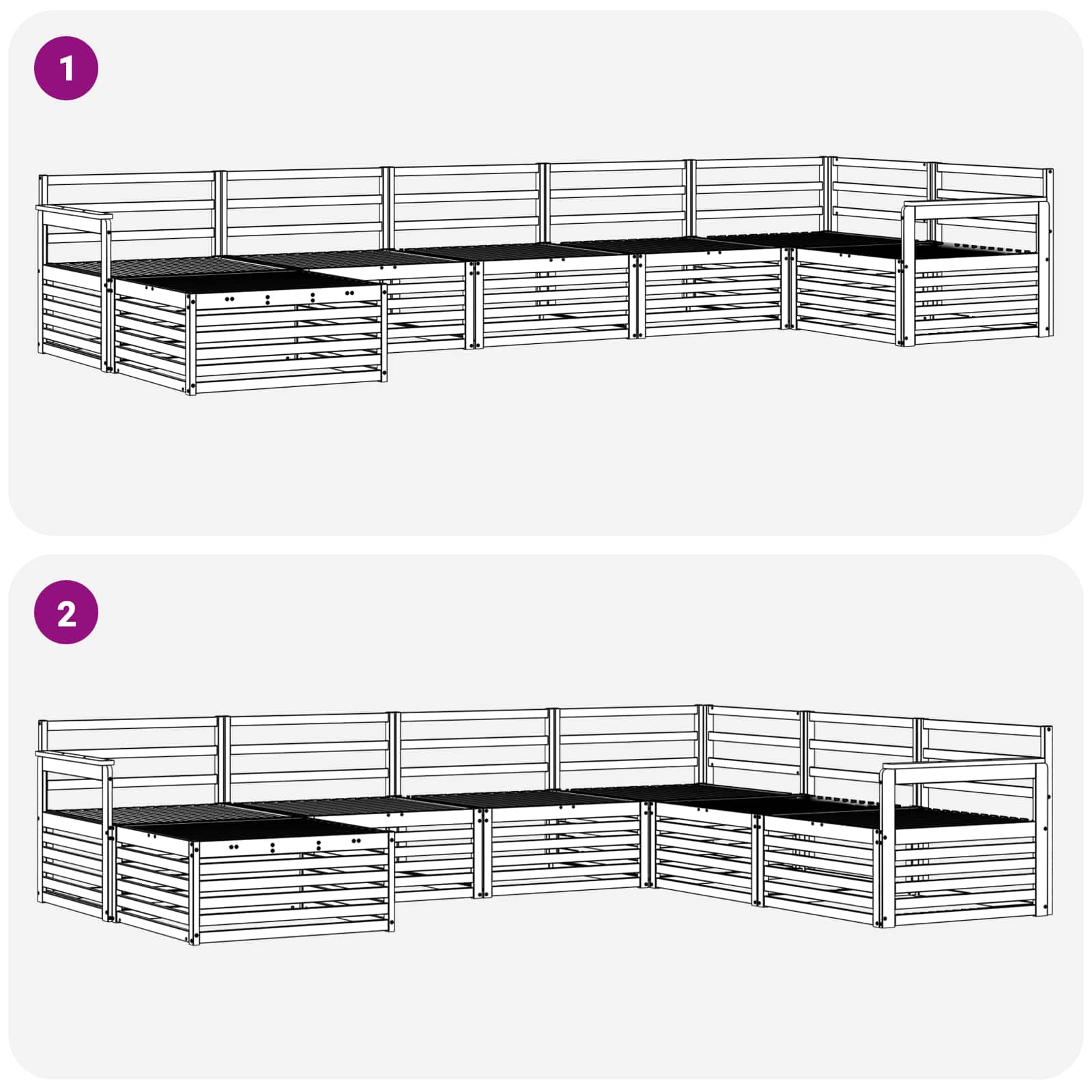 Sofasett 7 pcs Naturlig Solid akasietre vidaXL