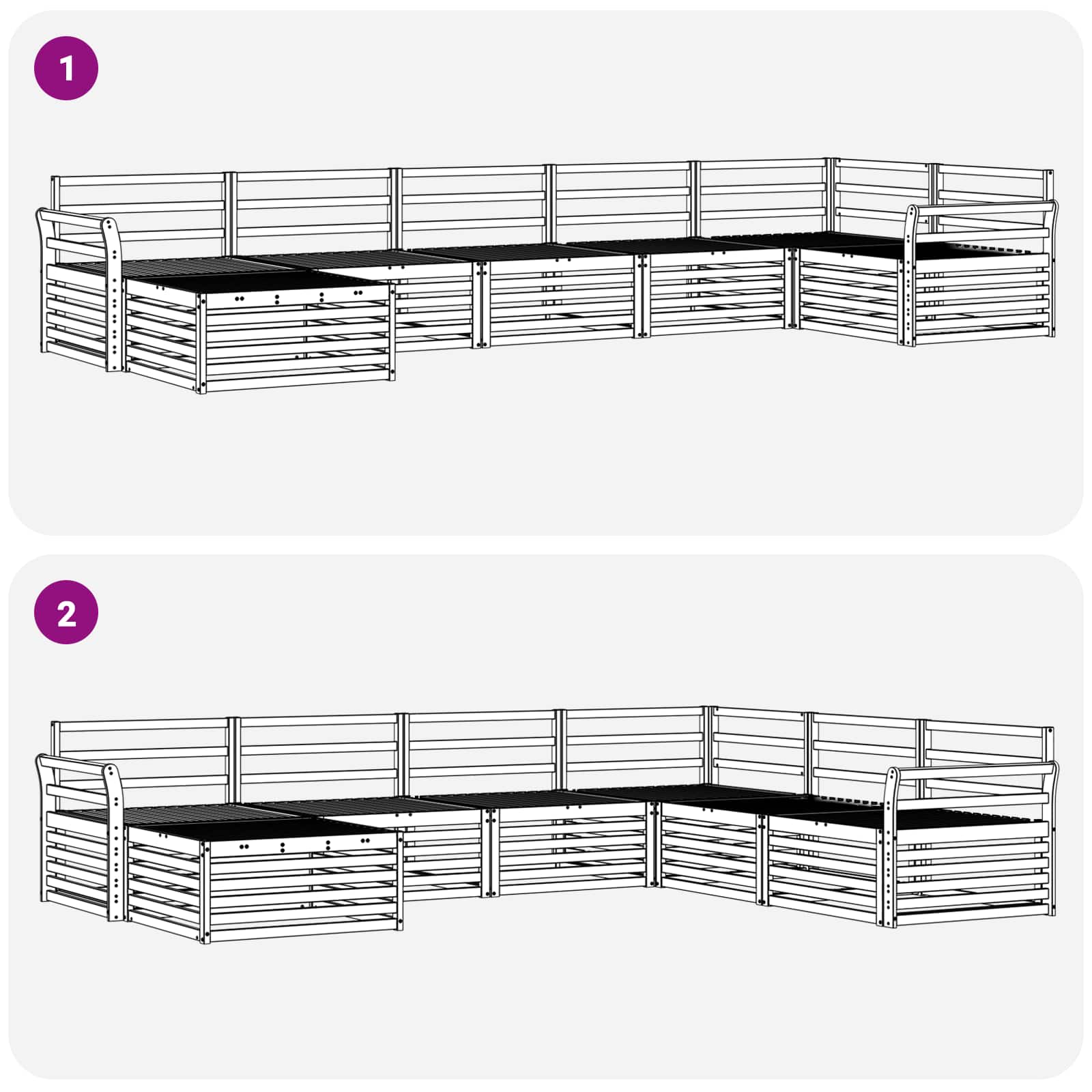 Sofasett 7 pcs Naturlig Solid akasietre vidaXL