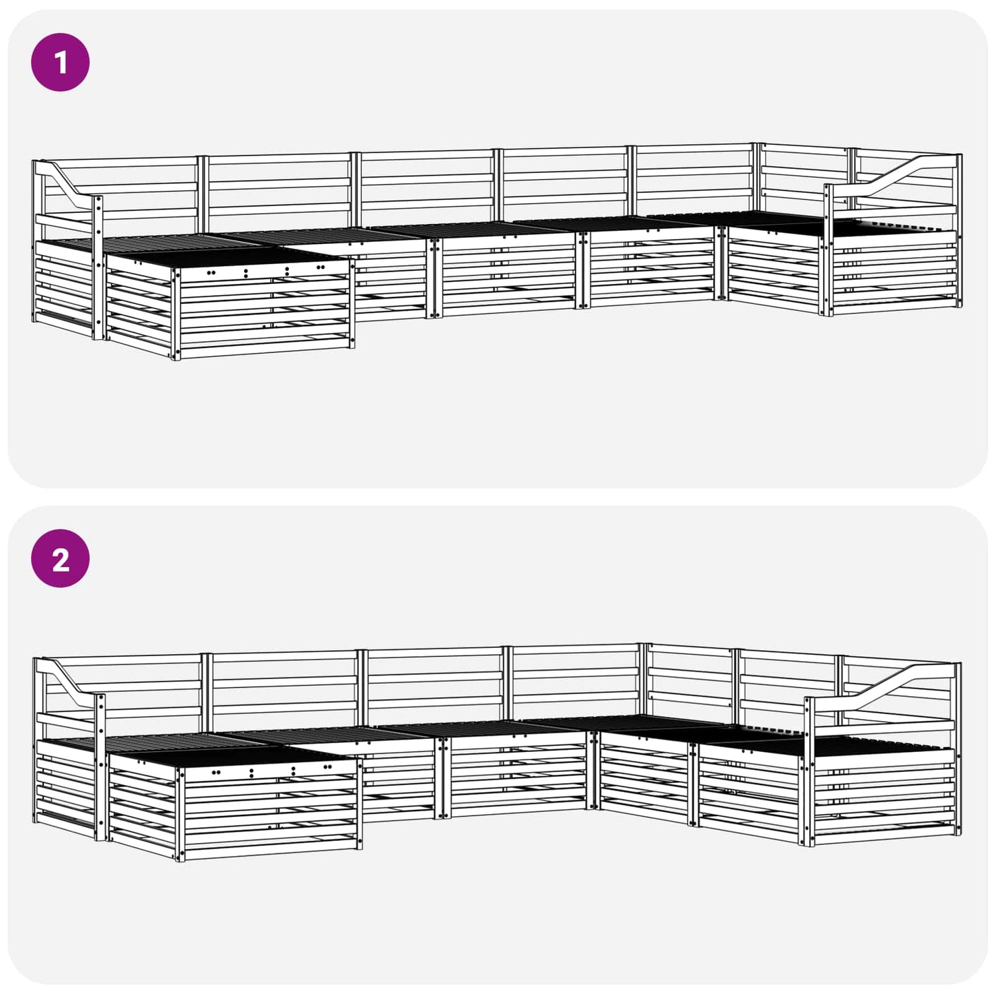 Sofasett 7 pcs Naturlig Solid akasietre vidaXL