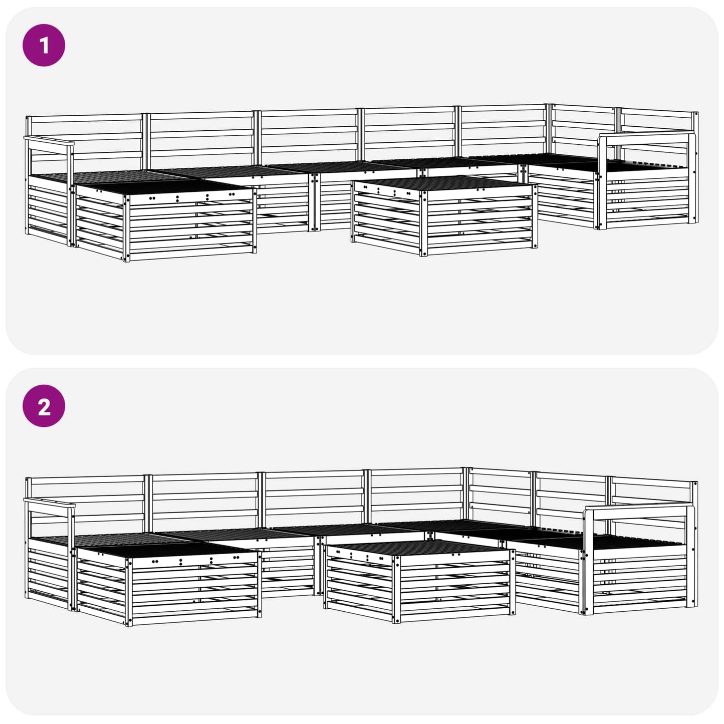 Sofasett 8 pcs Naturlig Solid akasietre vidaXL