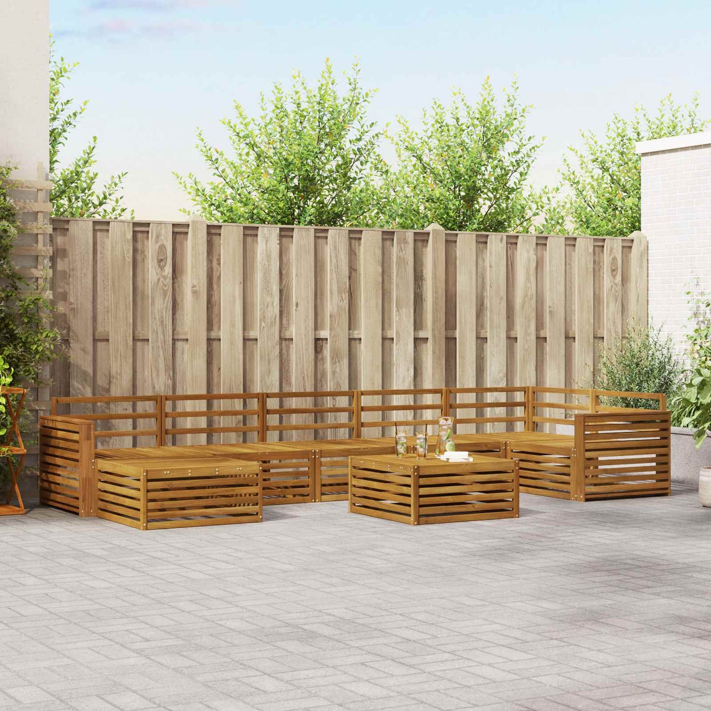 Sofasett 8 pcs Naturlig Solid akasietre vidaXL