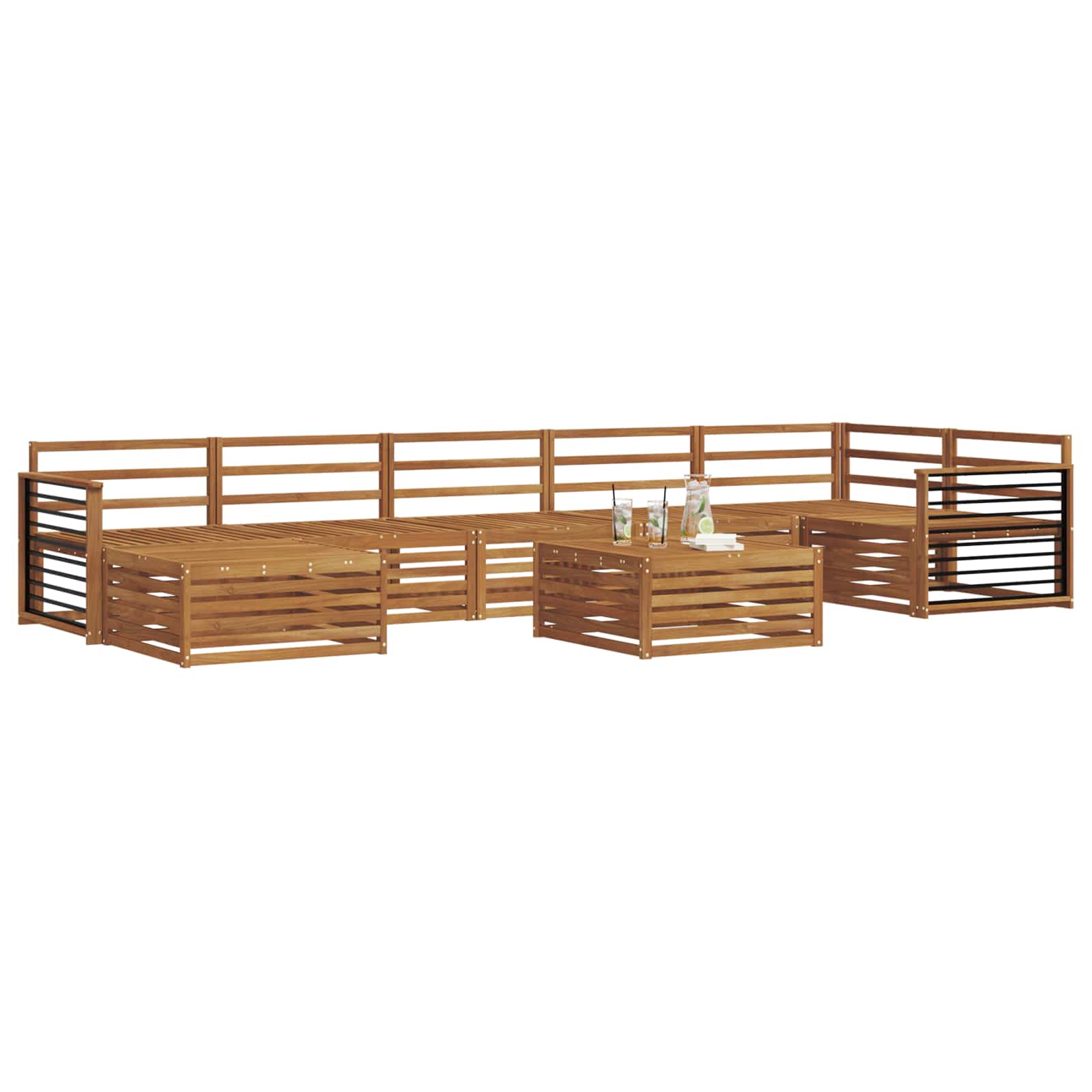 Sofasett 8 pcs Naturlig Solid akasietre vidaXL