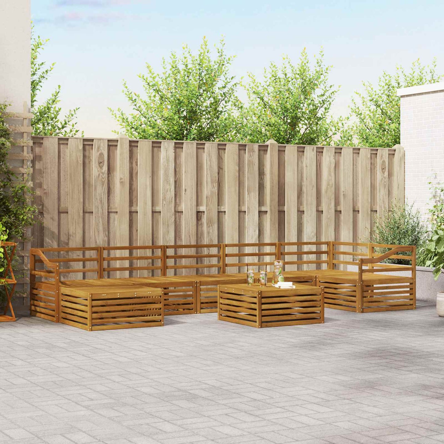 Sofasett 8 pcs Naturlig Solid akasietre vidaXL