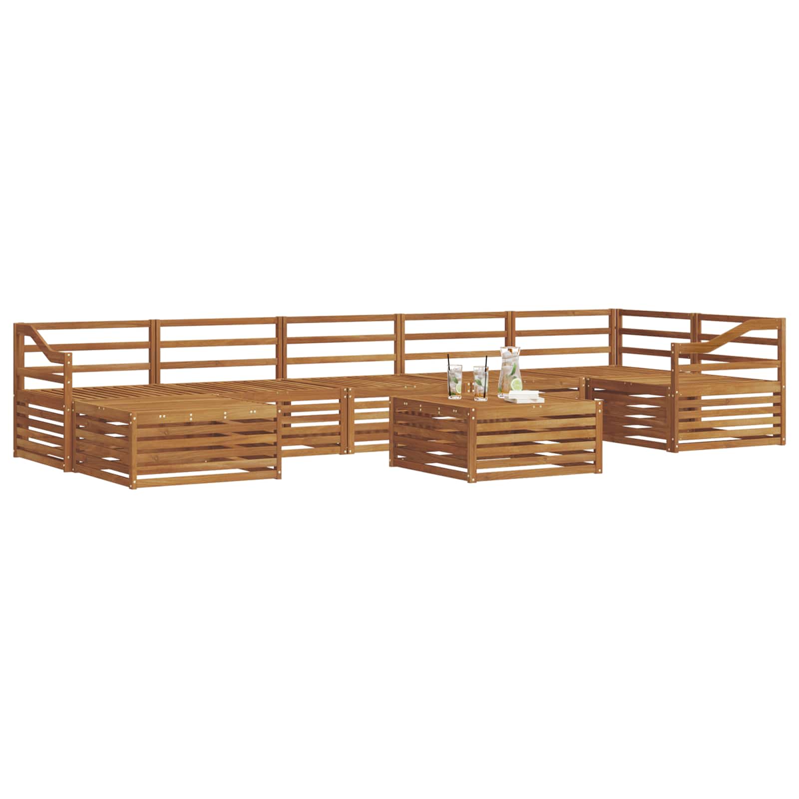 Sofasett 8 pcs Naturlig Solid akasietre vidaXL