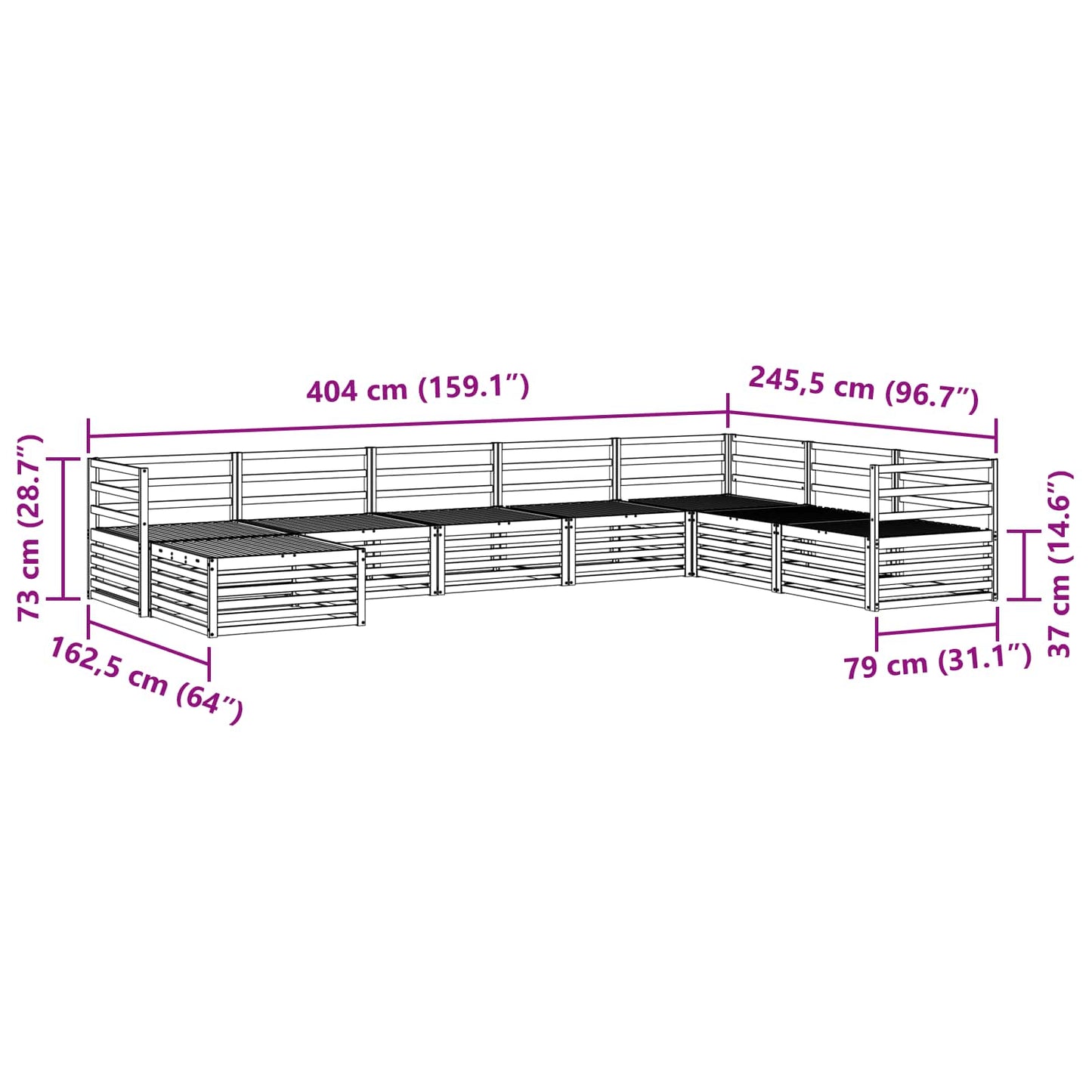 Sofasett 8 pcs Naturlig Solid akasietre vidaXL