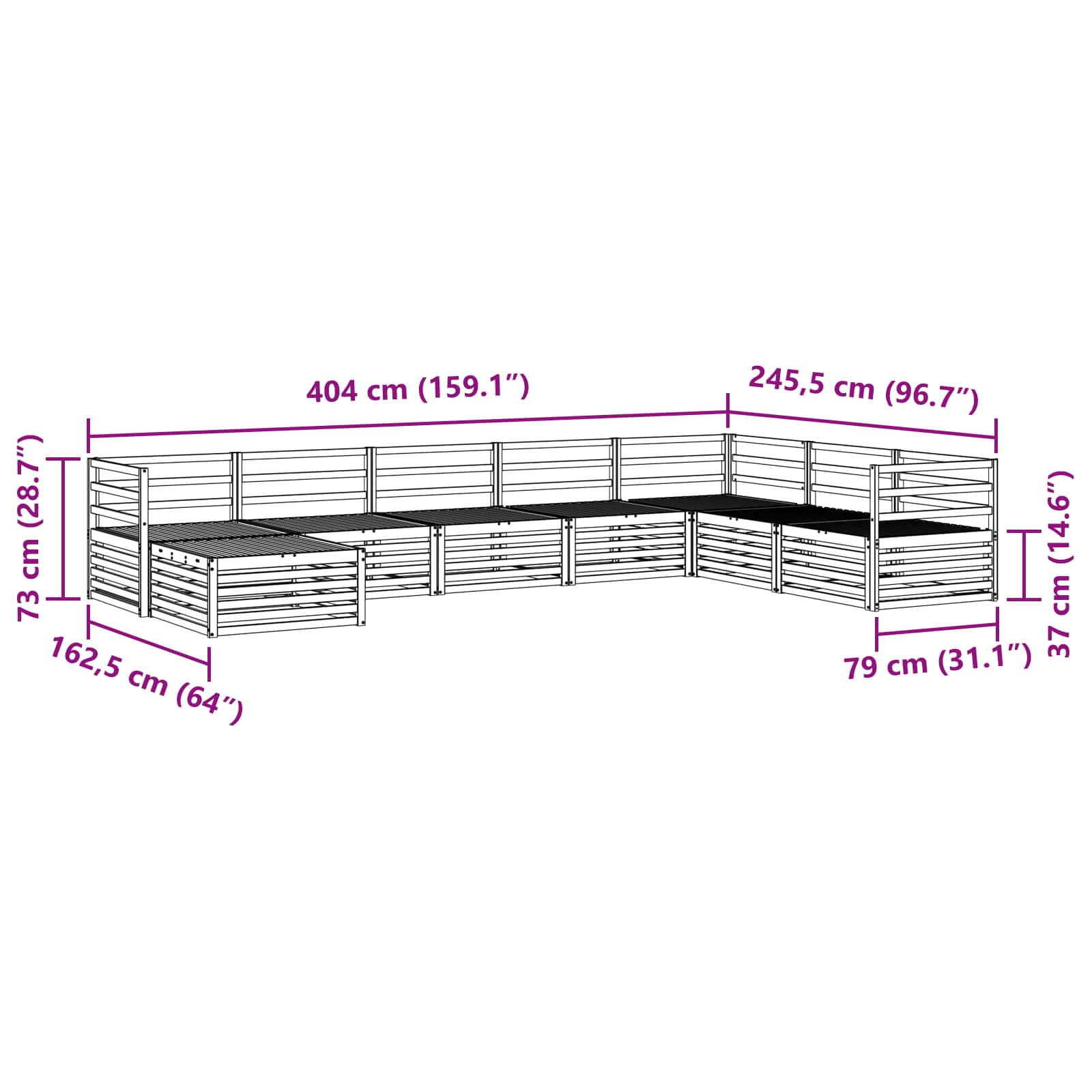 Sofasett 8 pcs Naturlig Solid akasietre vidaXL