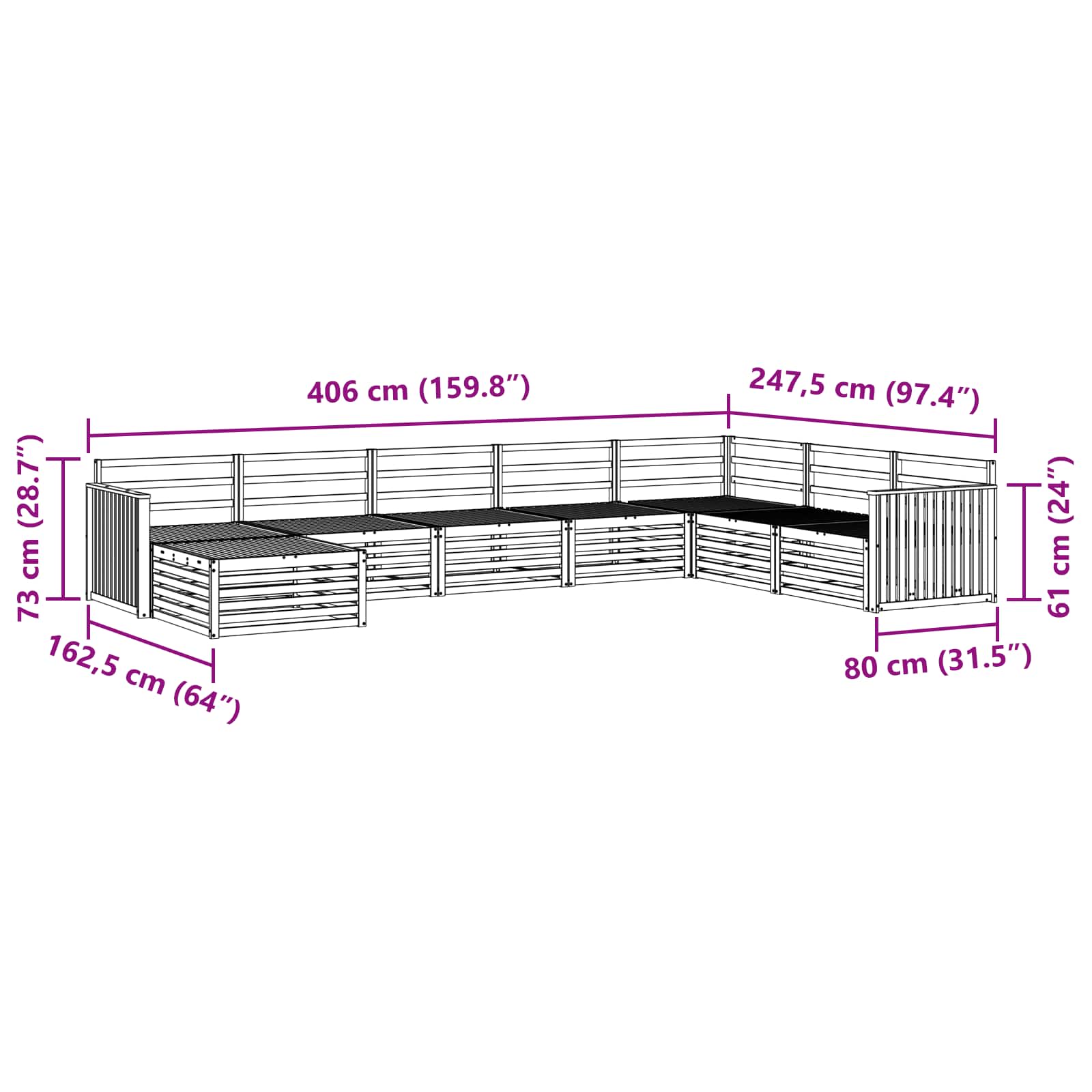 Sofasett 8 pcs Naturlig Solid akasietre vidaXL