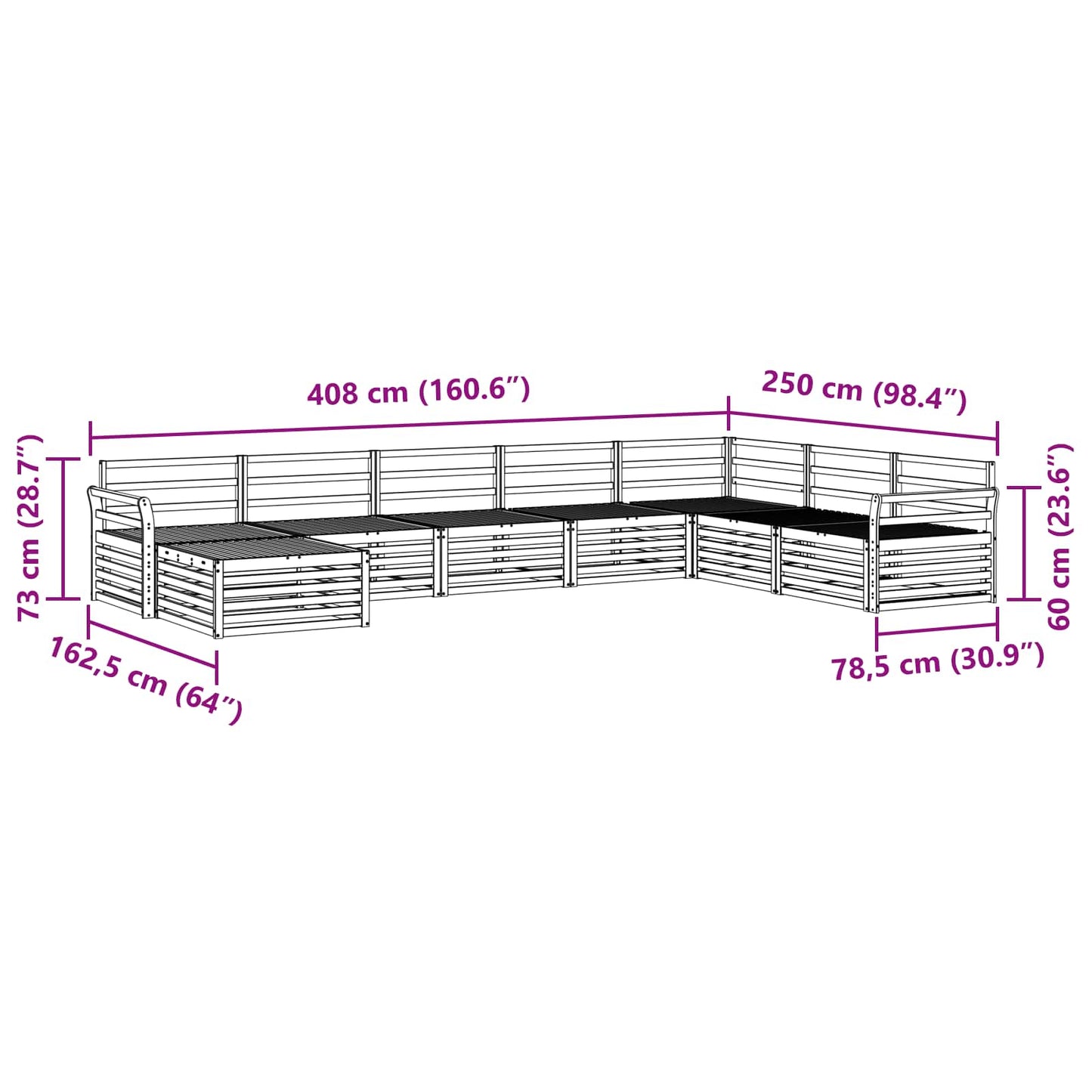 Sofasett 8 pcs Naturlig Solid akasietre vidaXL