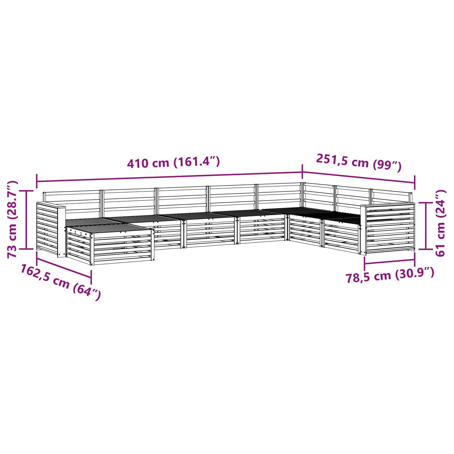 Sofasett 8 pcs Naturlig Solid akasietre vidaXL
