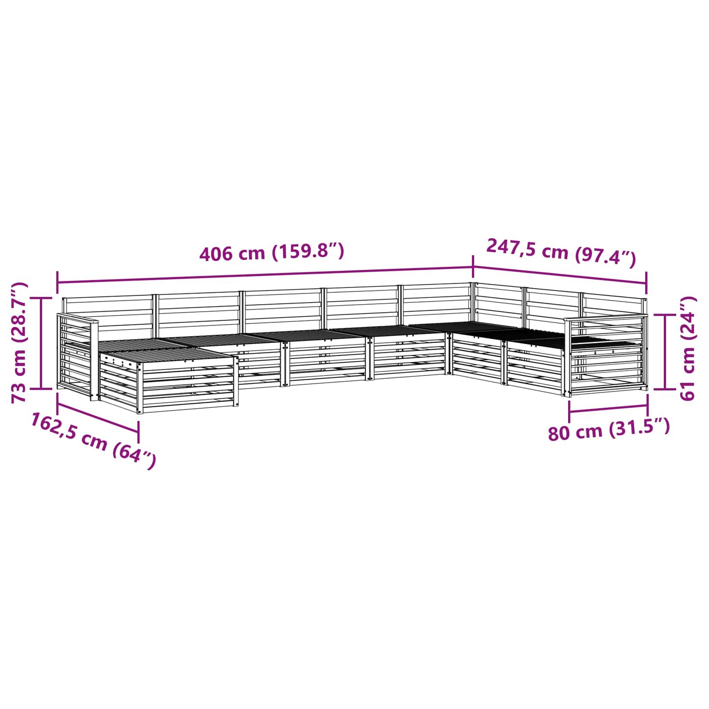 Sofasett 8 pcs Naturlig Solid akasietre vidaXL