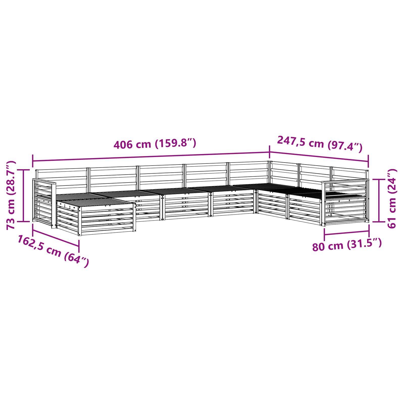 Sofasett 8 pcs Naturlig Solid akasietre vidaXL