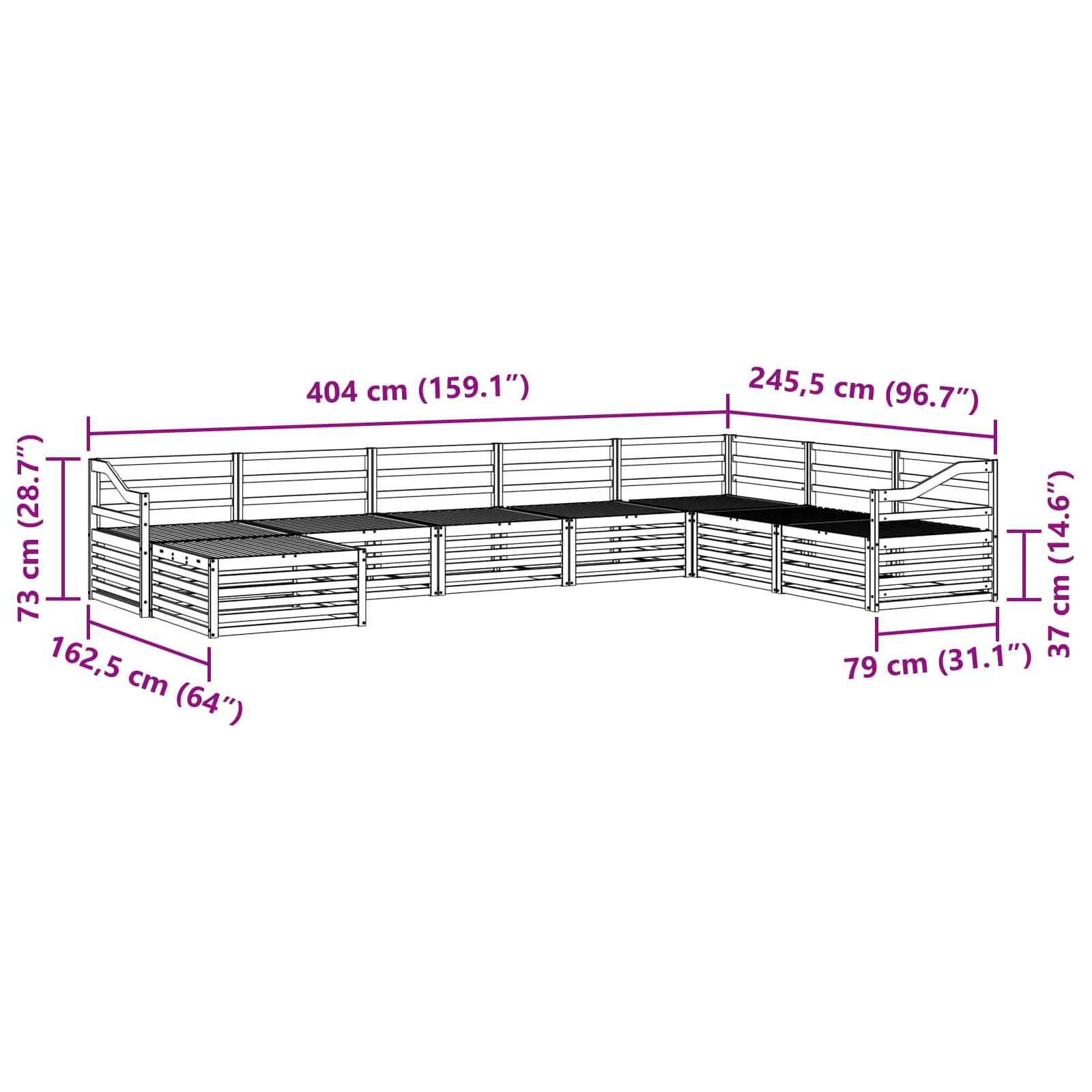 Sofasett 8 pcs Naturlig Solid akasietre vidaXL