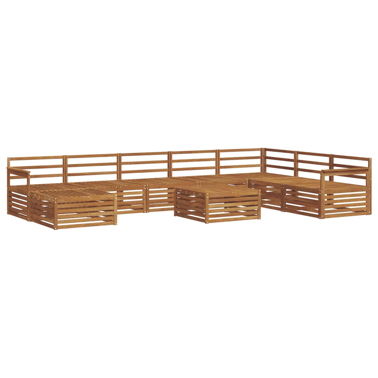 Utendørs sofa-sett 9 pcs Naturlig Solid akasietre