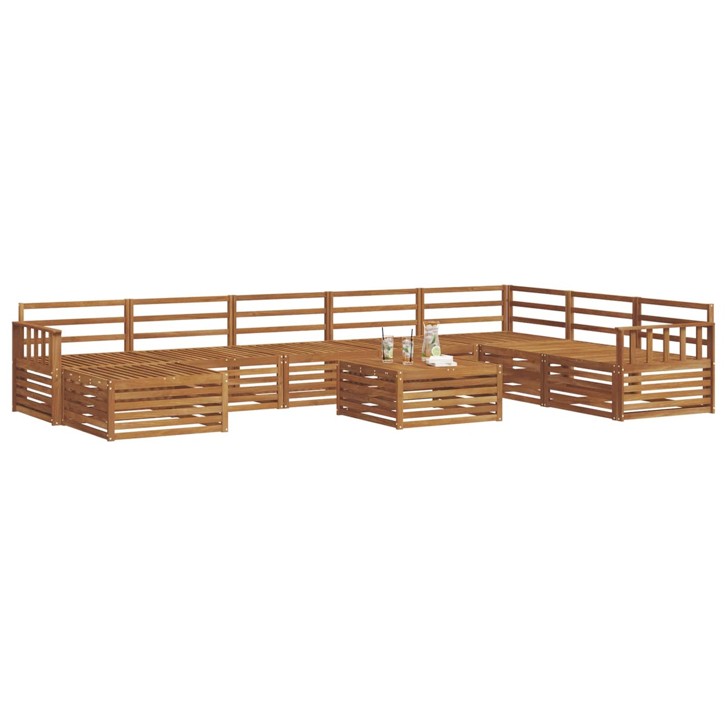 Utendørs sofa-sett 9 pcs Naturlig Solid akasietre
