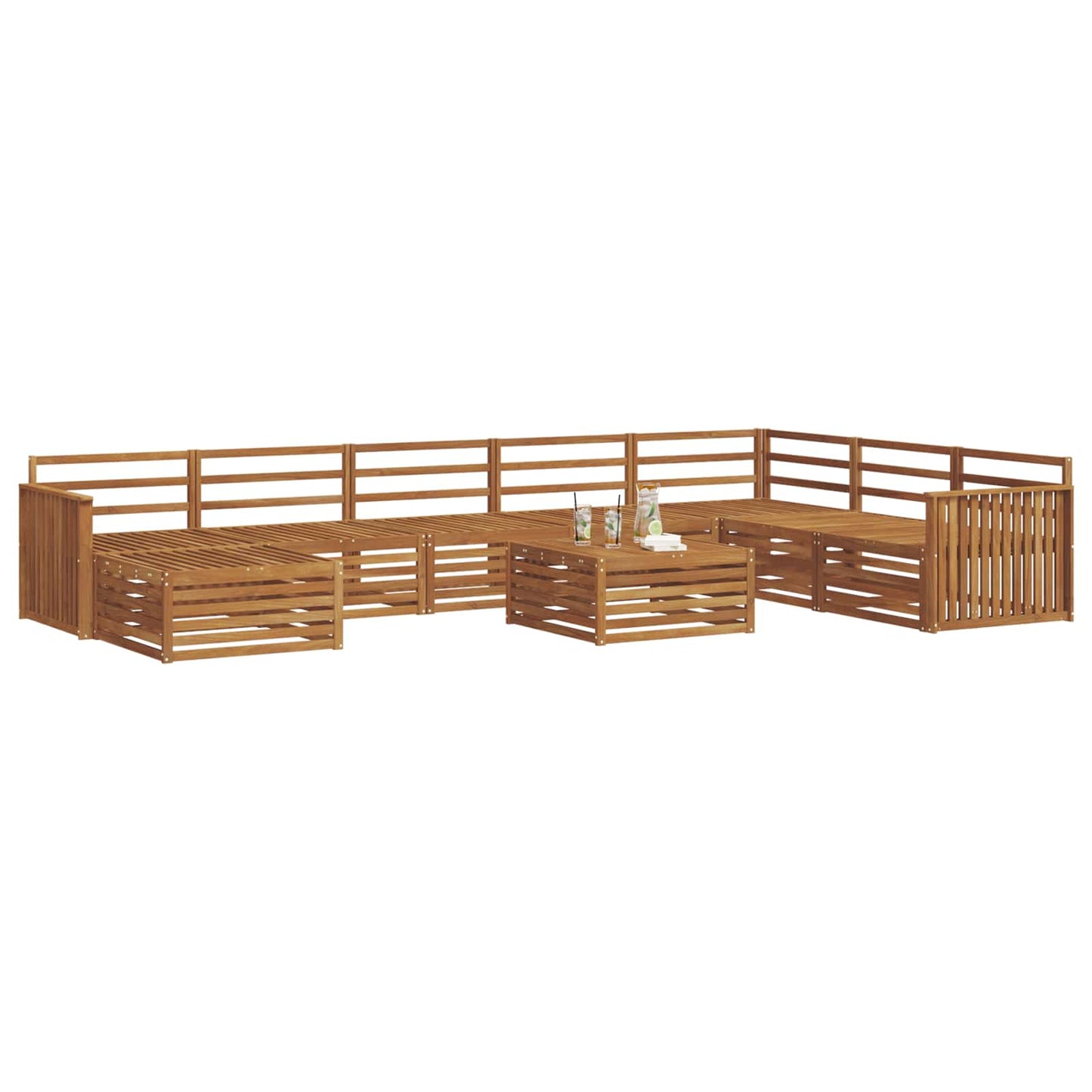 Utendørs sofa-sett 9 pcs Naturlig Solid akasietre