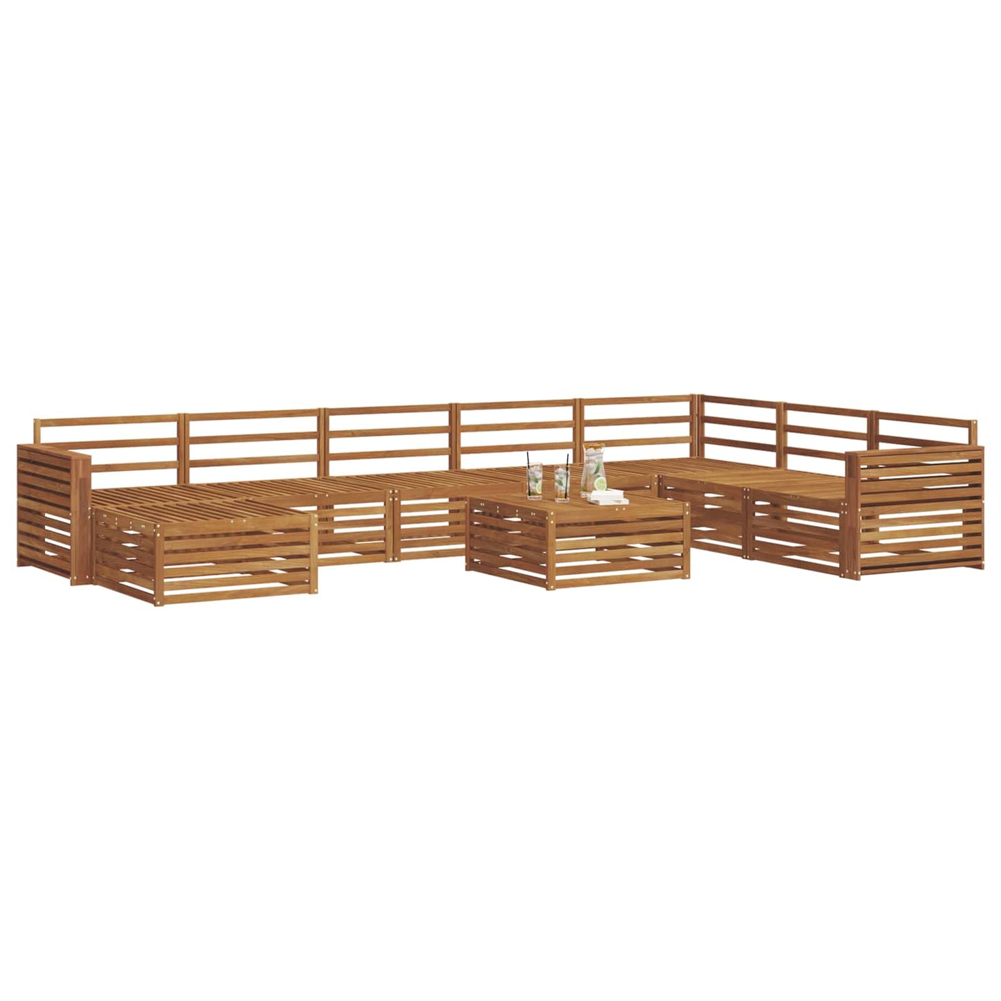 Utendørs sofa-sett 9 pcs Naturlig Solid akasietre