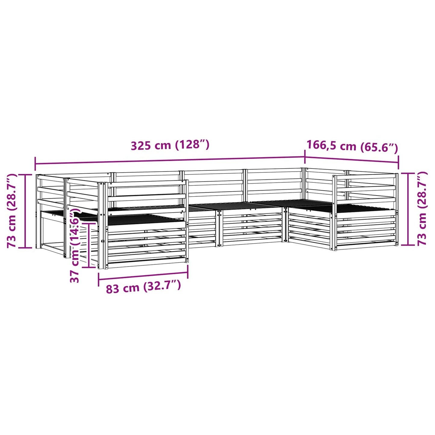 Sofasett 6 pcs Naturlig Solid akasietre vidaXL
