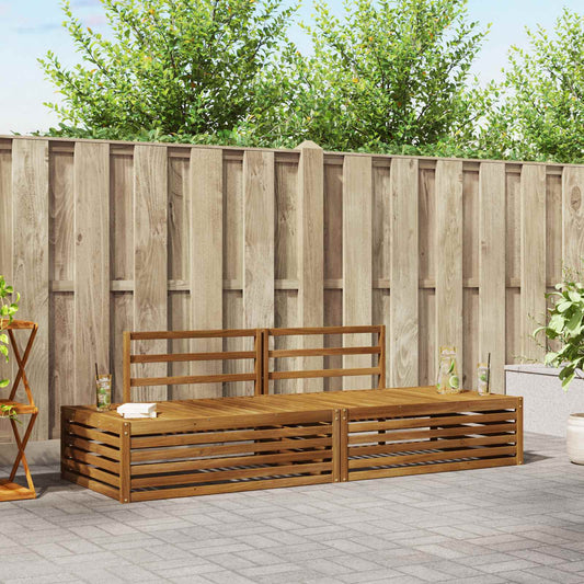 2 stk. Utendørs sofa-sett Solid akasietre Naturlig