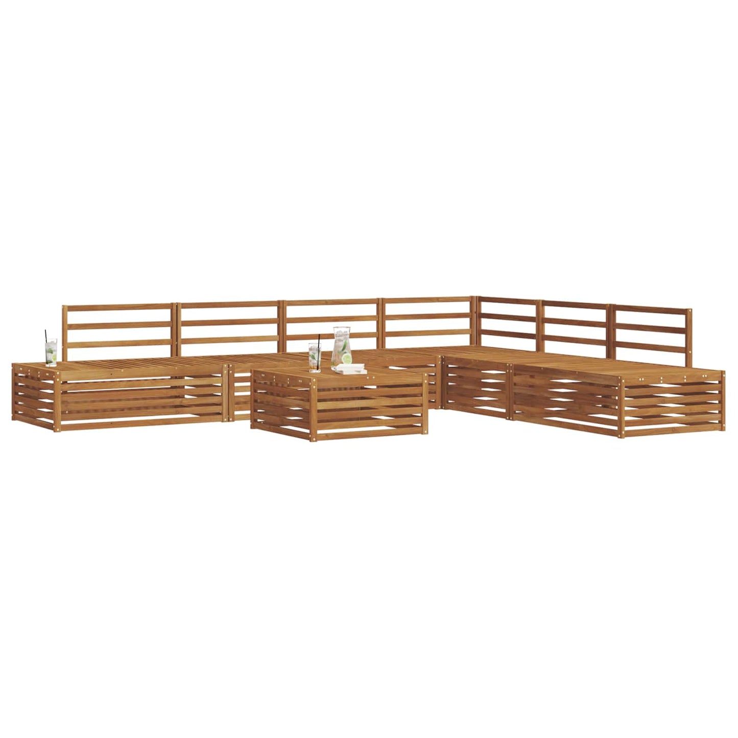 Utendørs sofa-sett 7 Stk Naturlig Solid akasietre