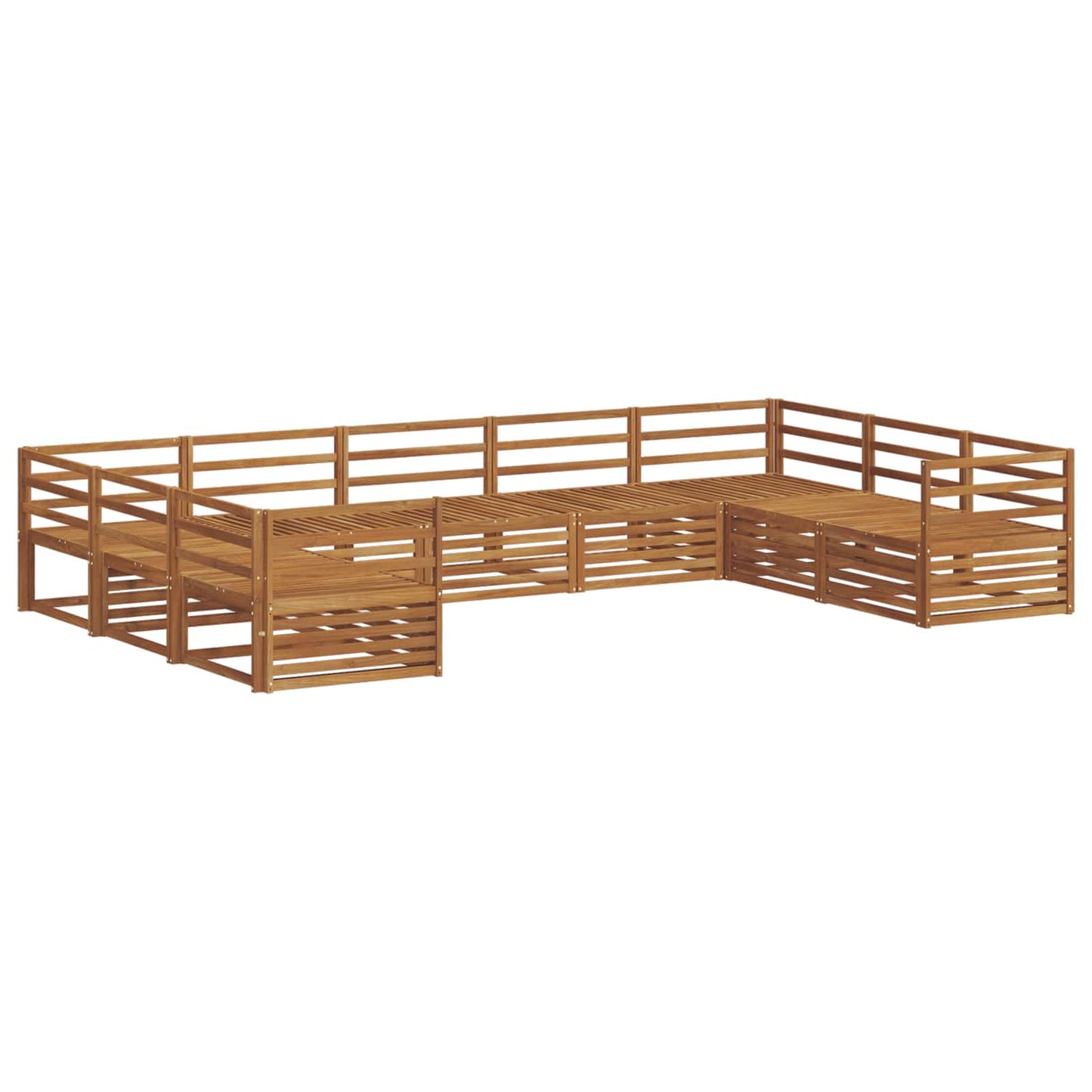 Utendørs sofa-sett 9 pcs Naturlig Solid akasietre