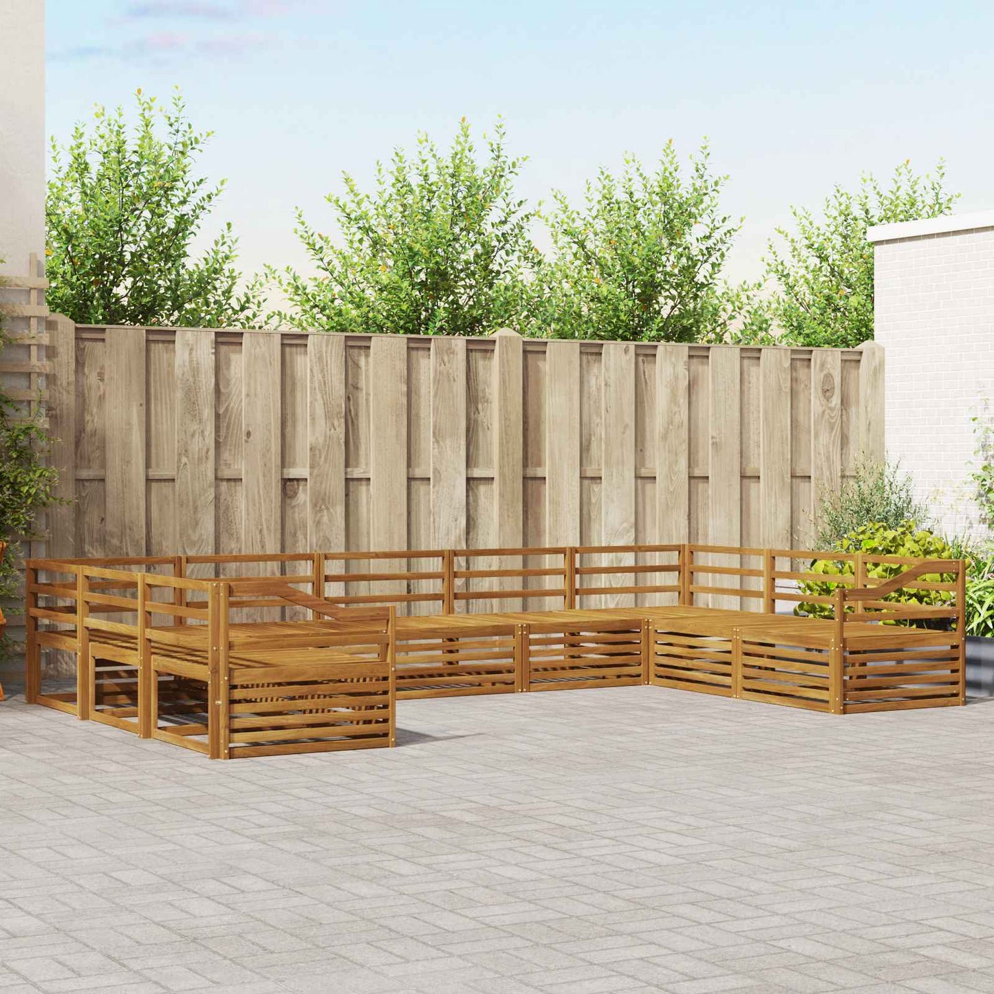 Utendørs sofa-sett 9 pcs Naturlig Solid akasietre