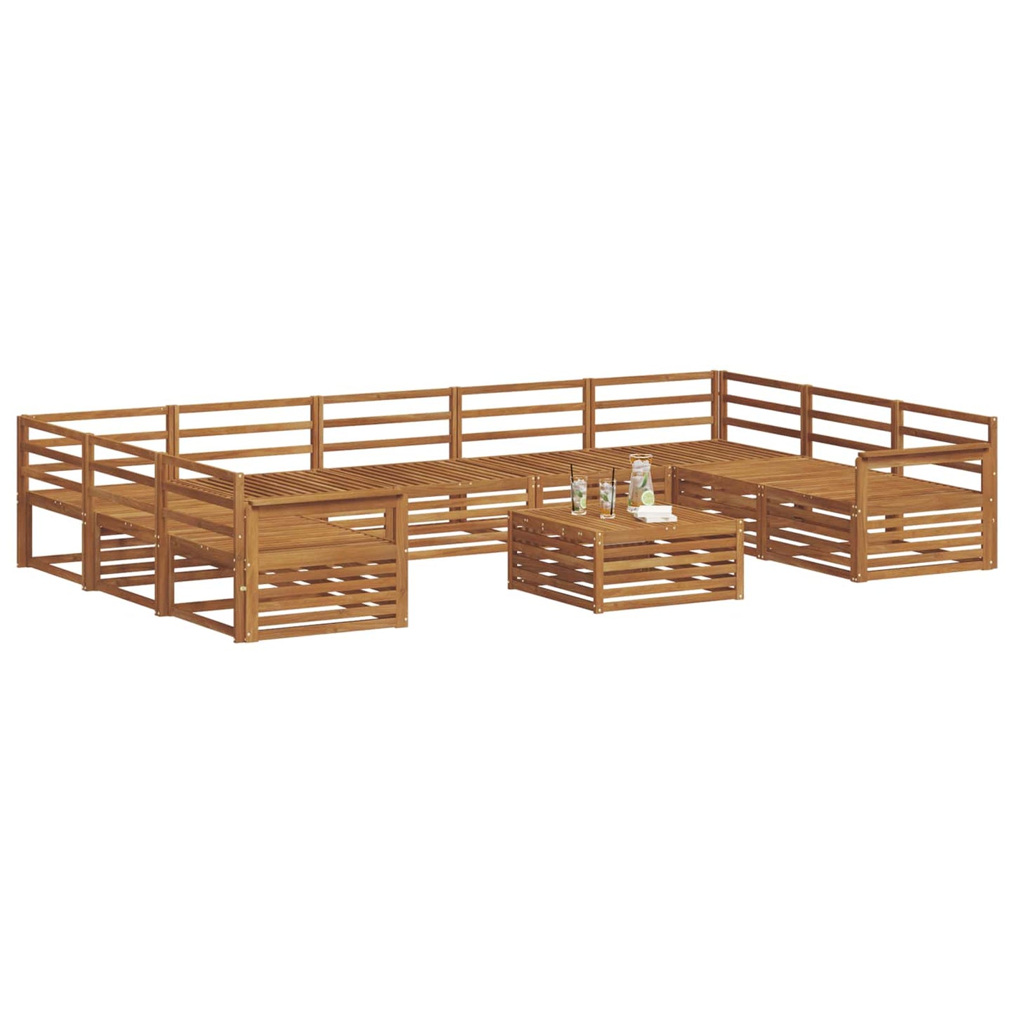 Sofasett 10 pcs Naturlig Solid akasietre vidaXL