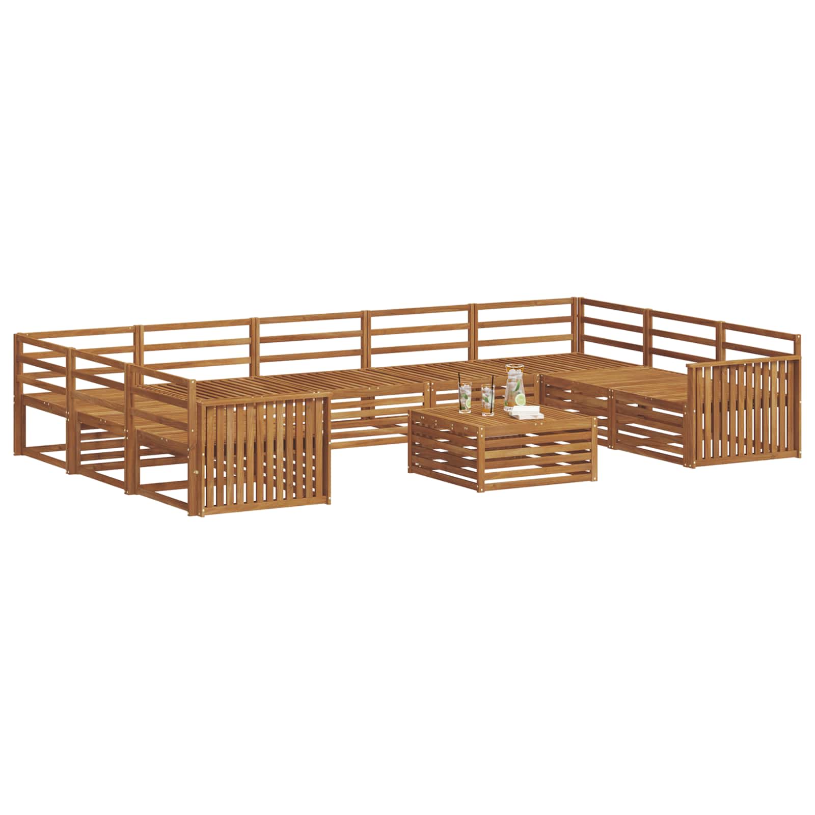Sofasett 10 pcs Naturlig Solid akasietre vidaXL