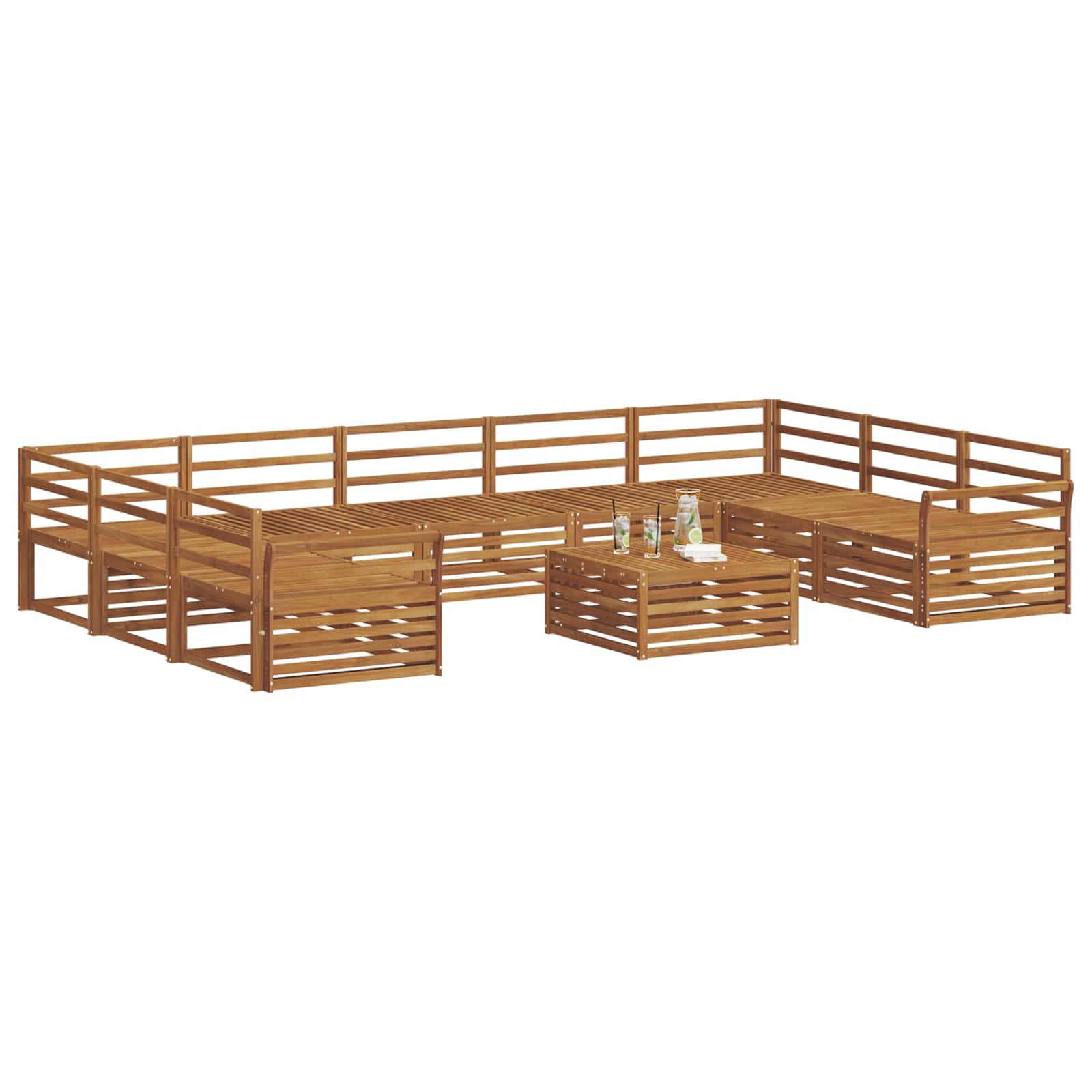 Sofasett 10 pcs Naturlig Solid akasietre vidaXL