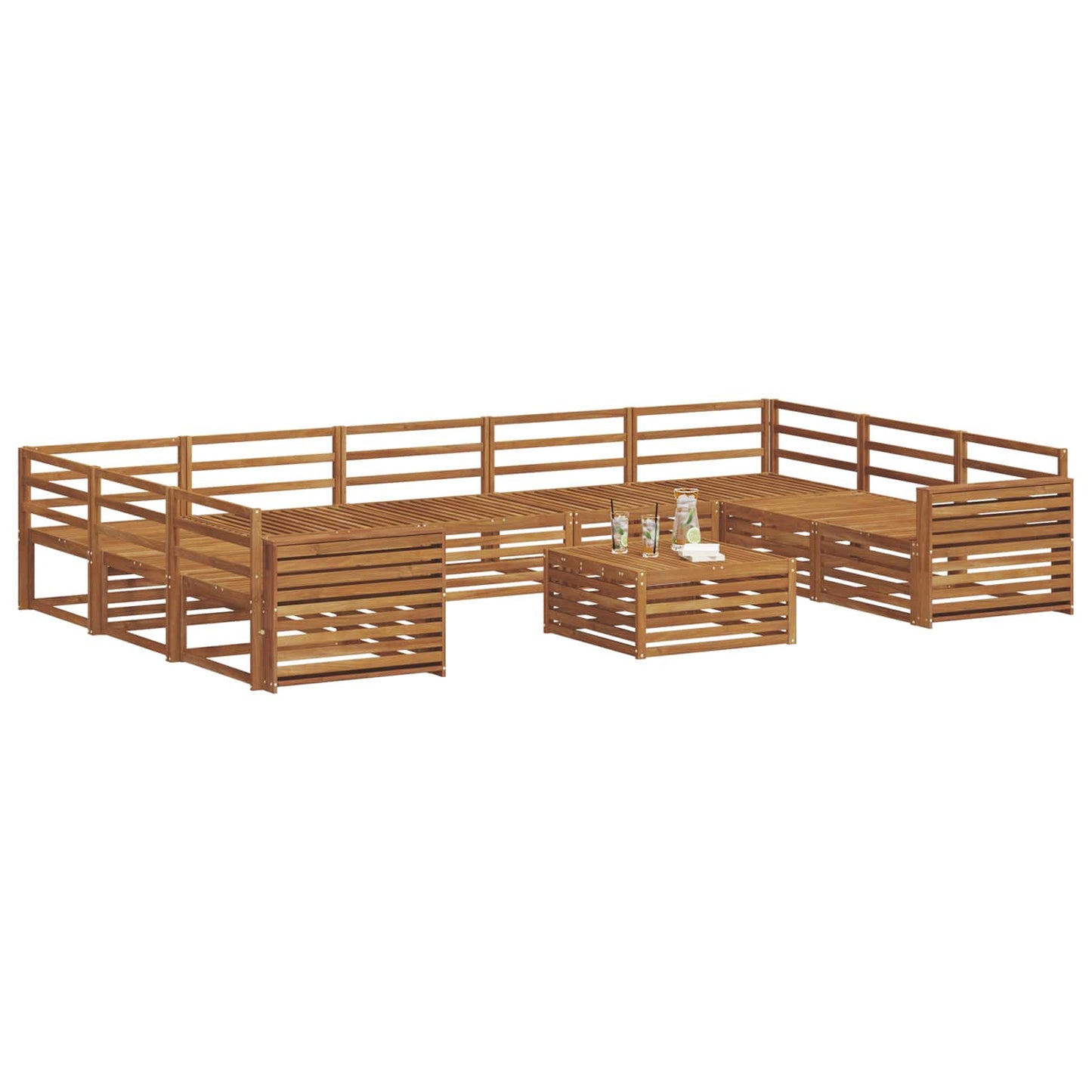 Sofasett 10 pcs Naturlig Solid akasietre vidaXL